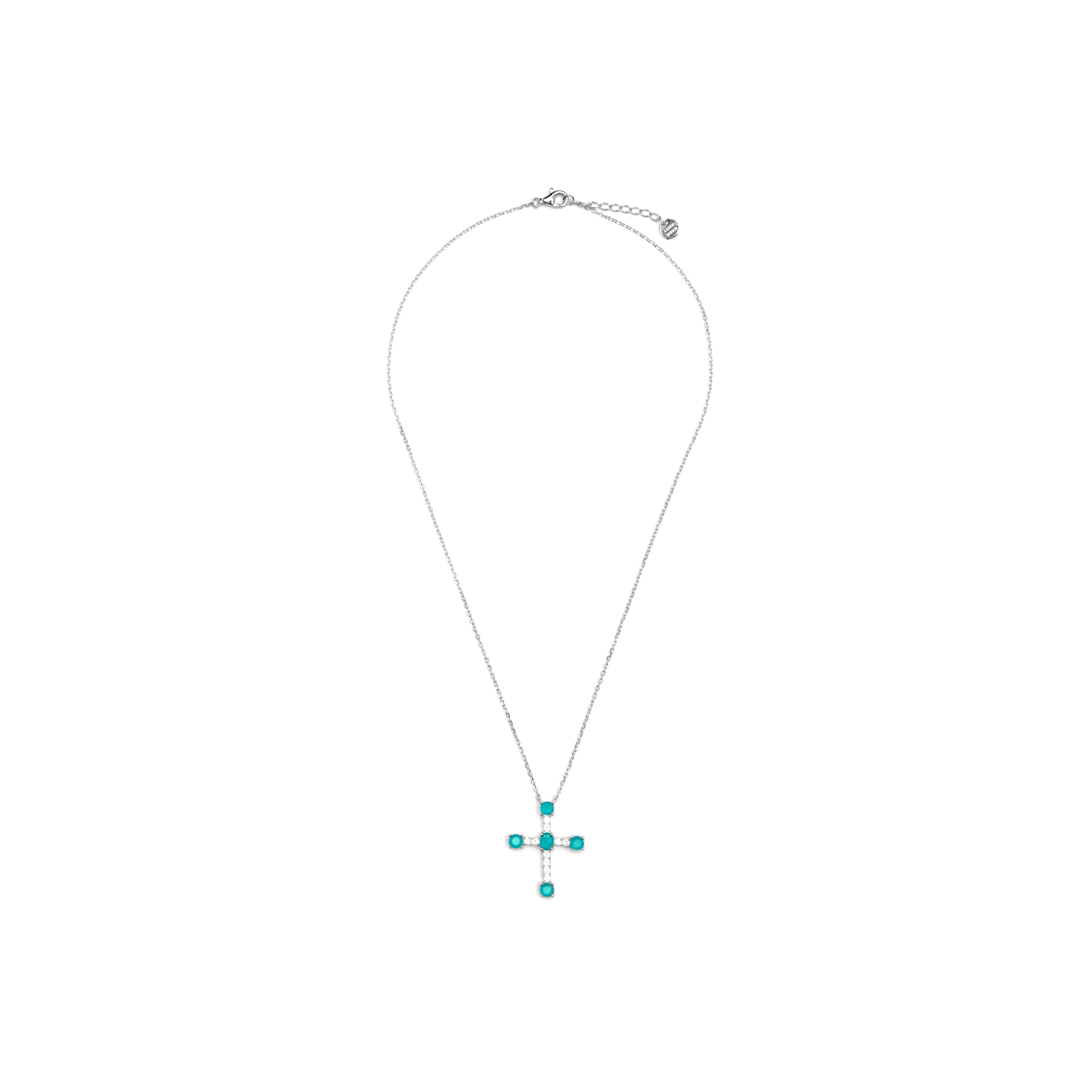 Collar de Plata de Ley 925 y Cuarzo Hidrotermal Verde Paraiba acabado rodio - Toena