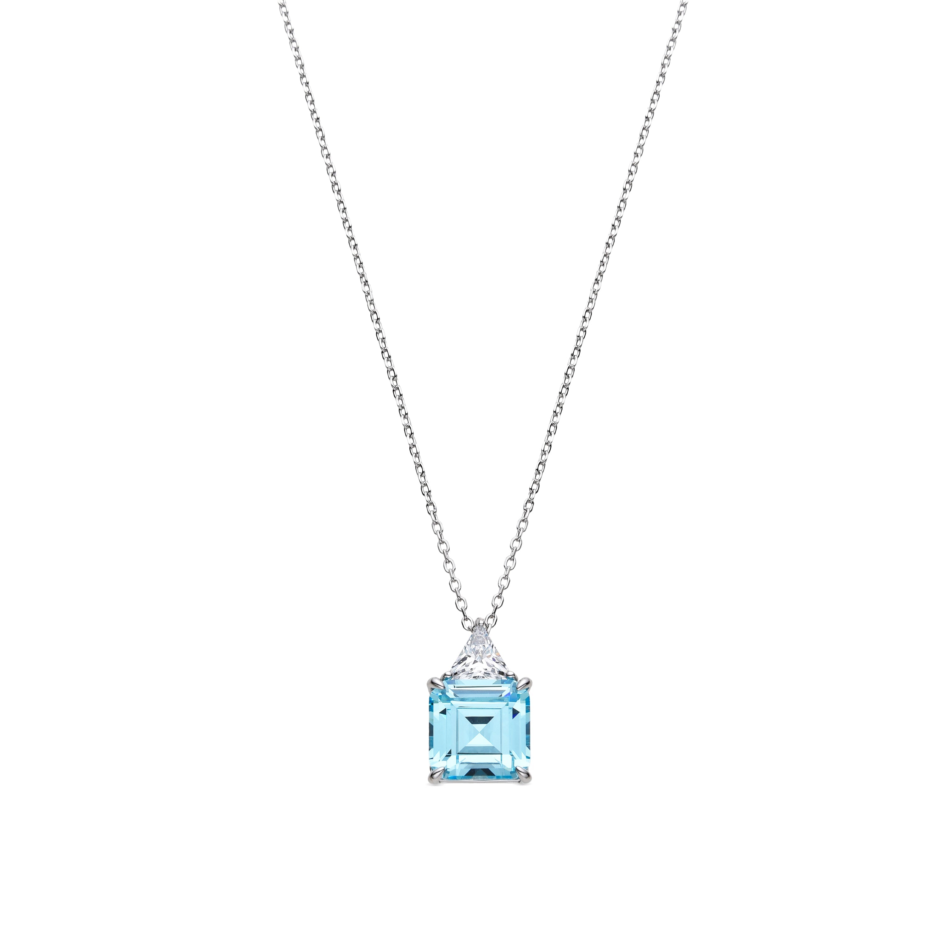 Collar de Plata de Ley 925 y Cuarzo Hidrotermal Aguamarina acabado rodio - Rukna