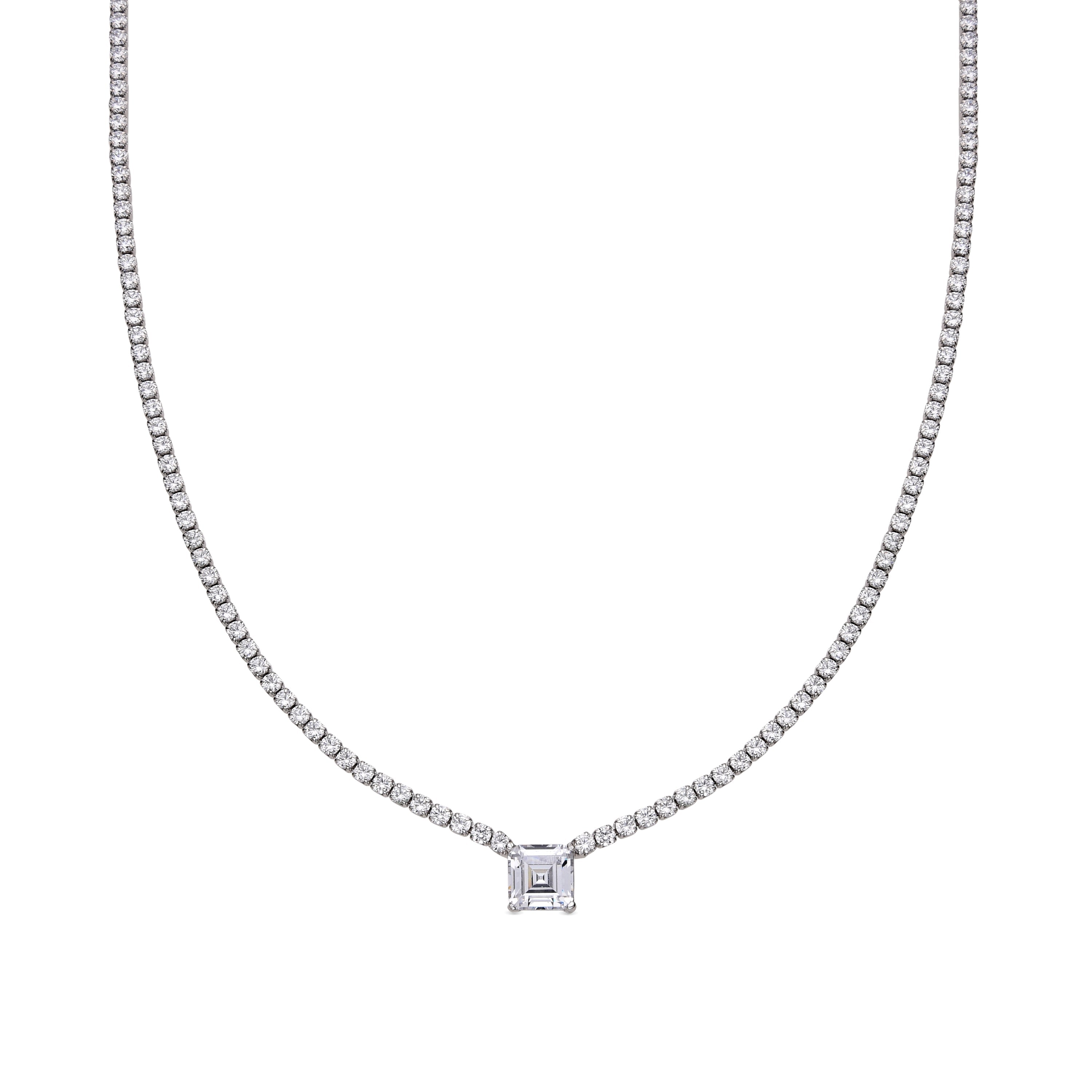 Collar de Plata de Ley 925 y Circonita Brillante acabado en rodio - Trabel