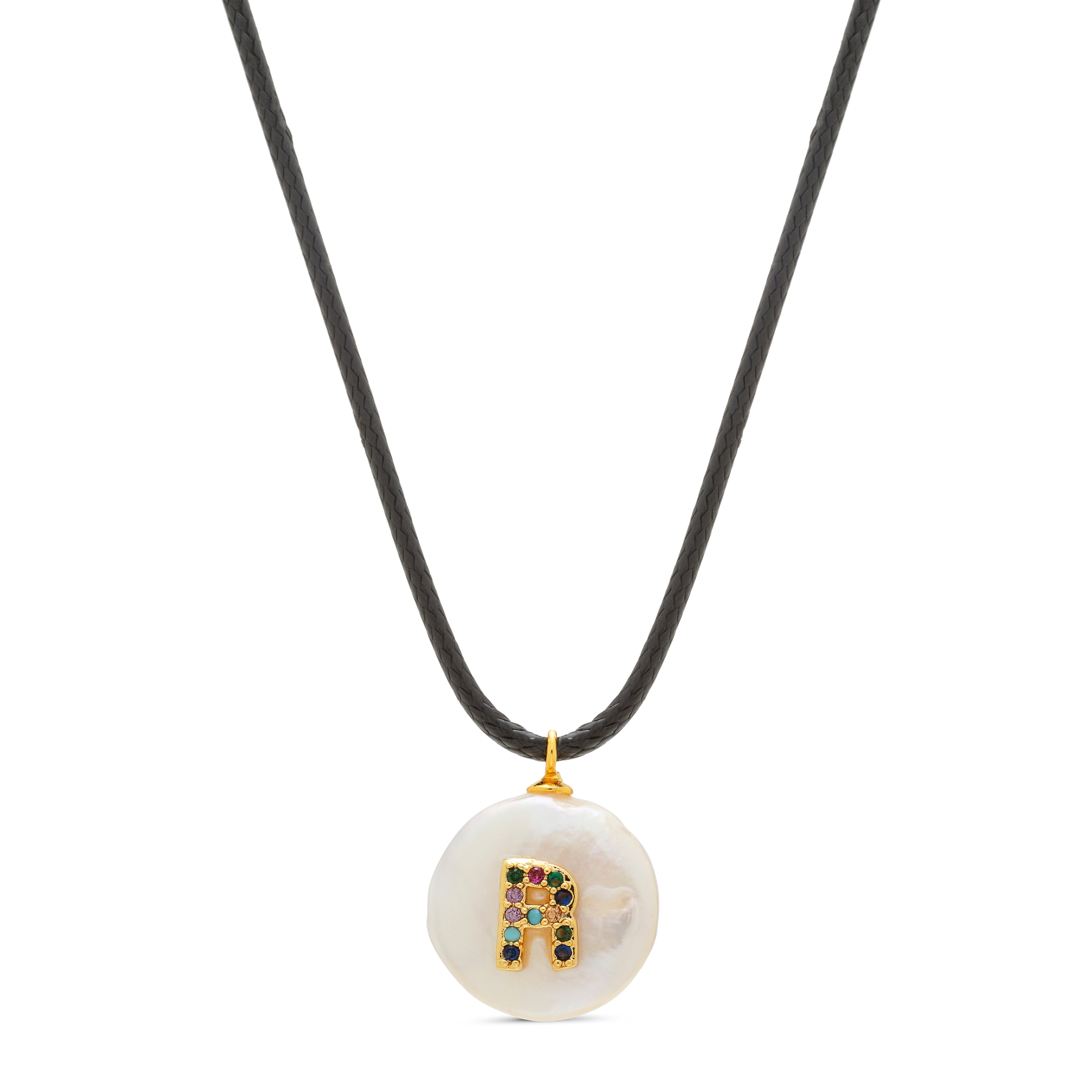 Collar de Plata de Ley 925 con Circonita Multicolor acabado en oro amarillo 18K - Alphabet