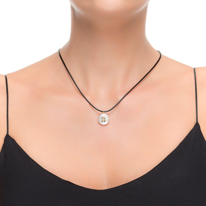 Collar de Plata de Ley 925 con Circonita Multicolor acabado en oro amarillo 18K - Alphabet