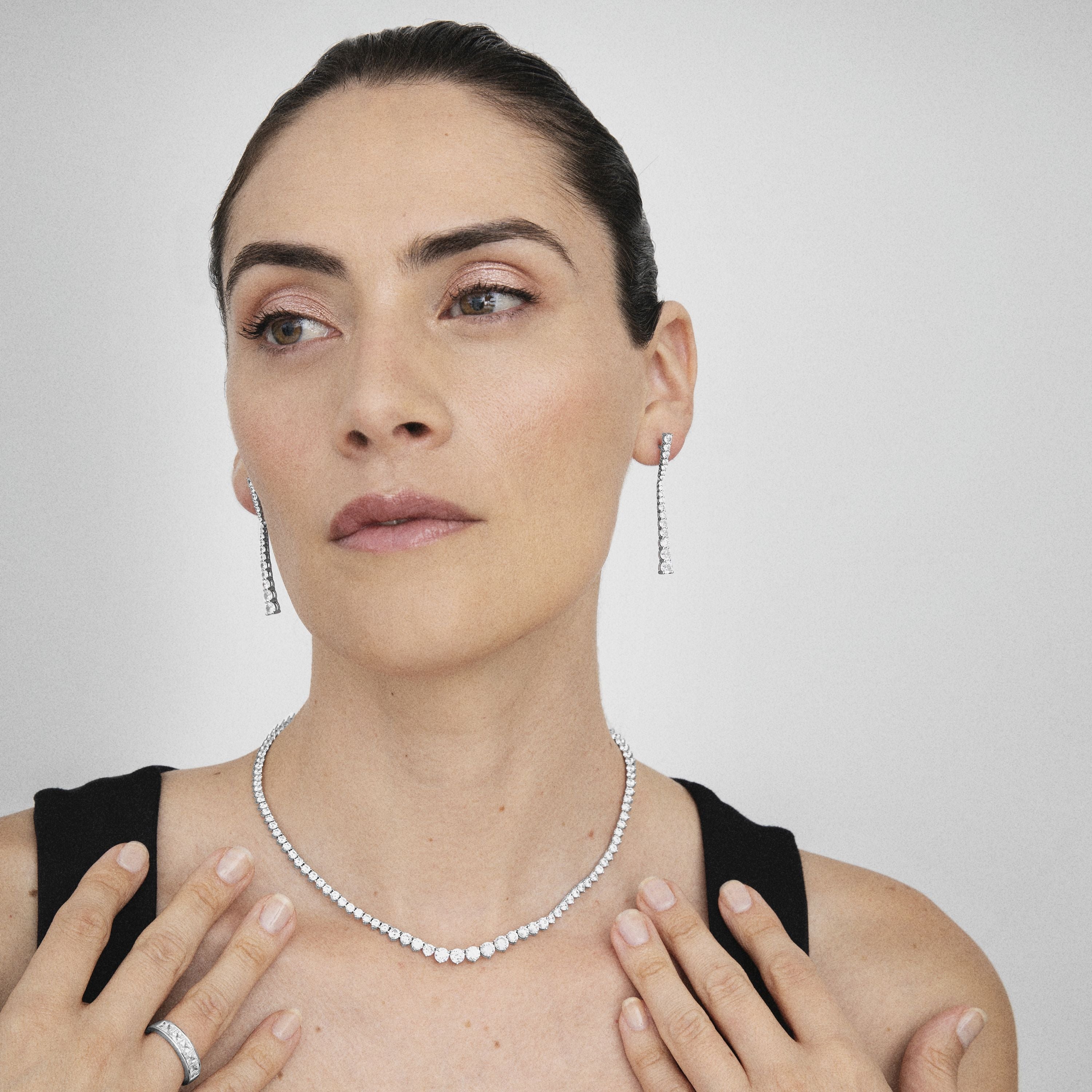 Collar de Plata de Ley 925 con Circonita Brillante acabado en rodio - Niriel