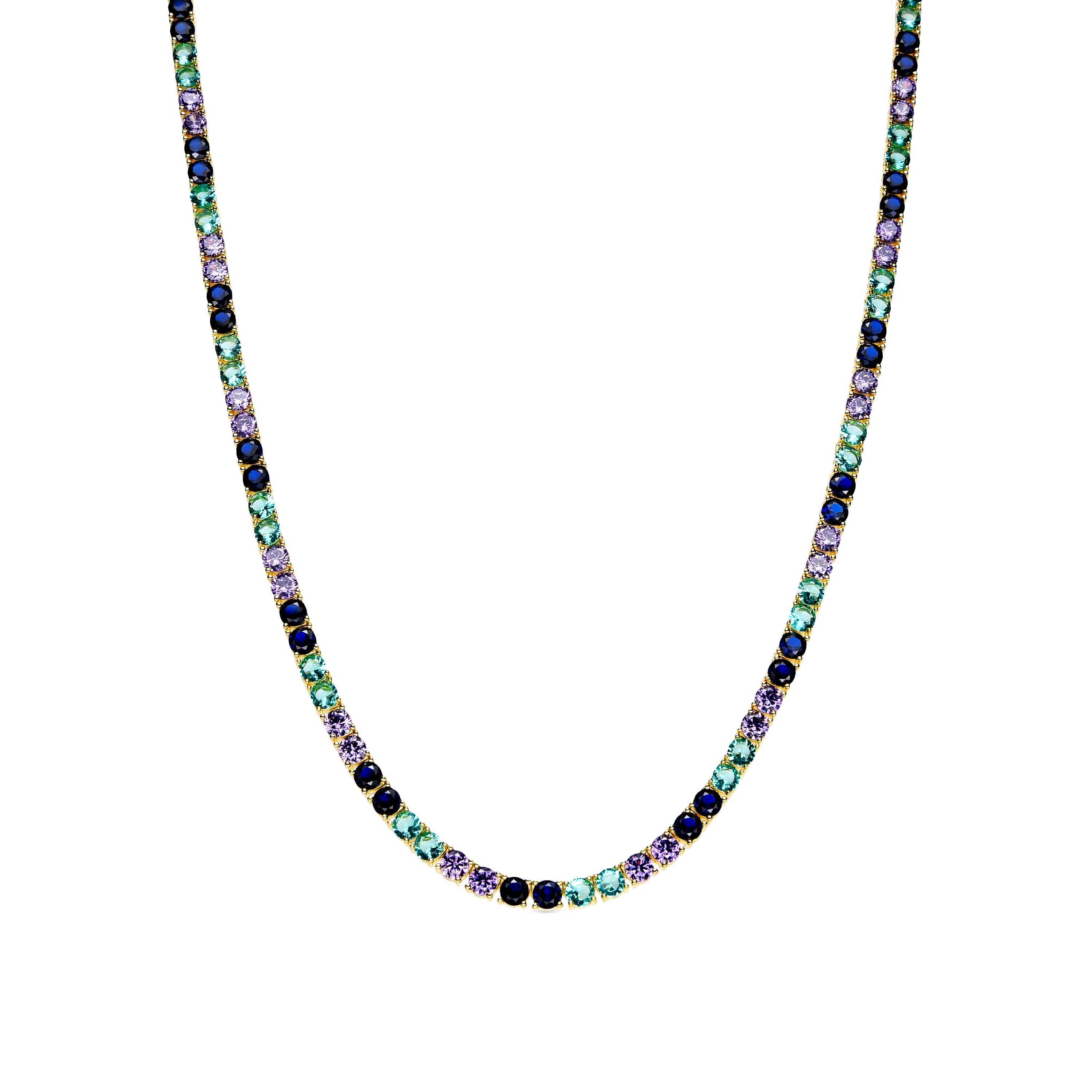 Collar de Plata de Ley 925 y Circonita Zafiro acabado oro 18k - Tyhad
