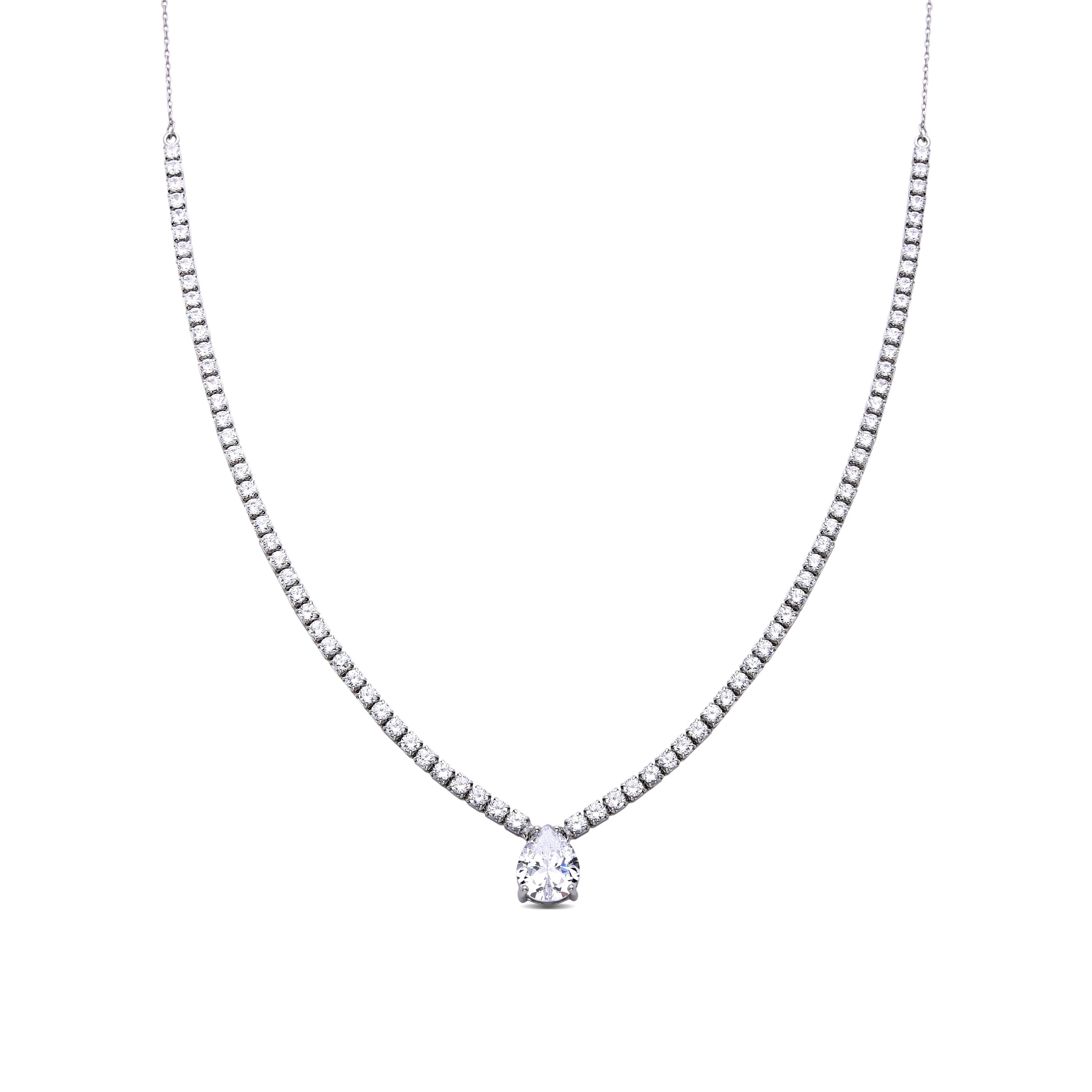 Collar de Plata de Ley 925 con Circonita Brillante acabado en rodio - Guoi