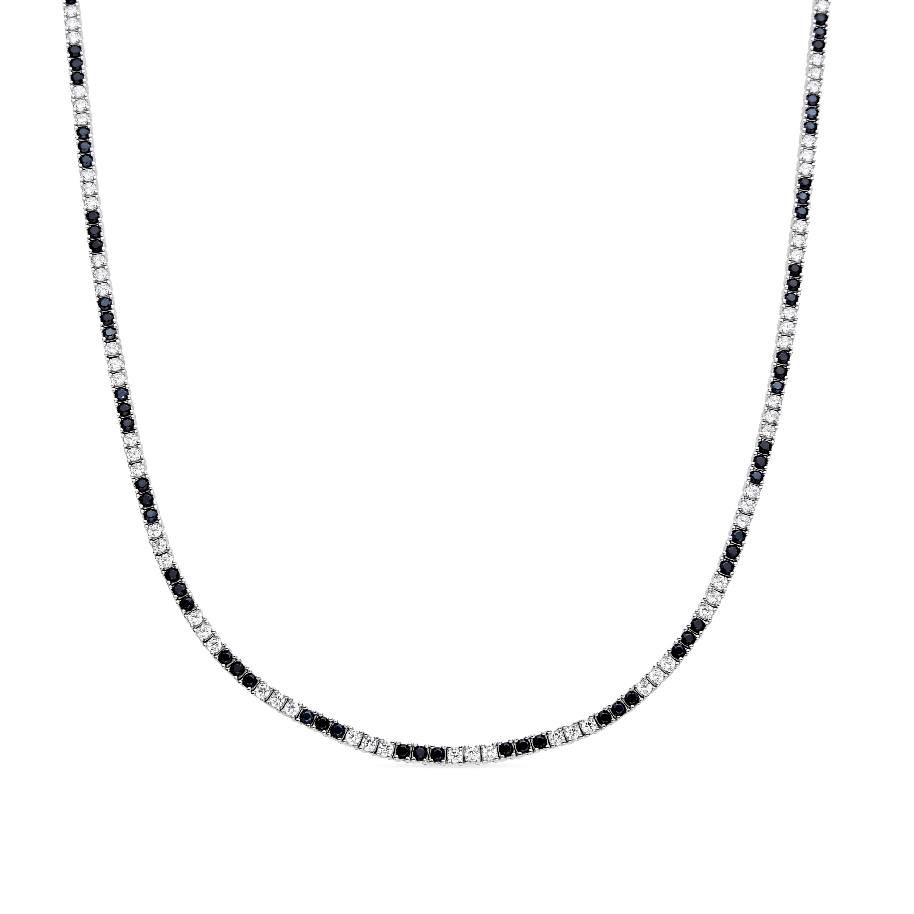 Collar de Plata de Ley 925 y Circonita Onix acabado en rodio - Tahu