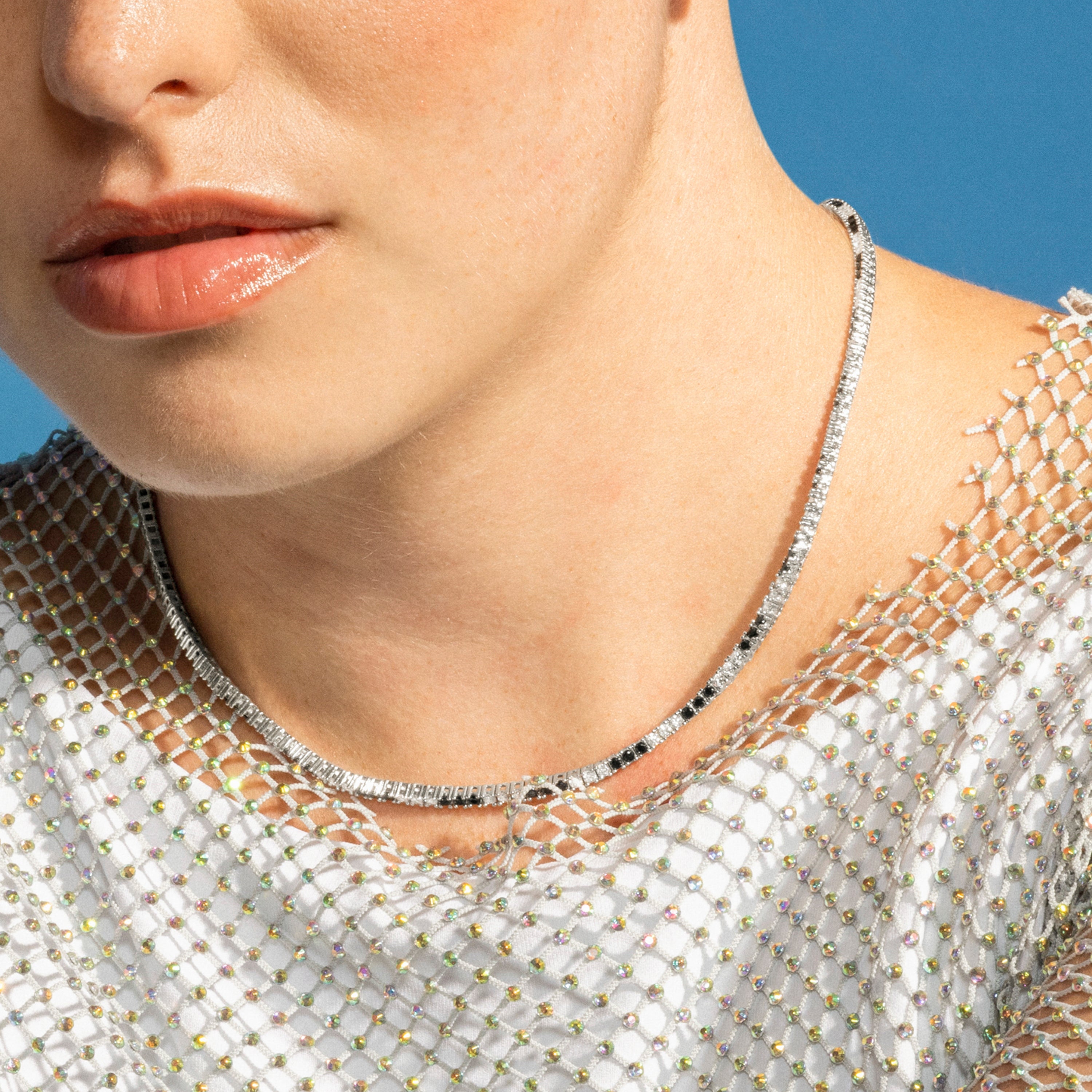 Collar de Plata de Ley 925 y Circonita Onix acabado en rodio - Tahu