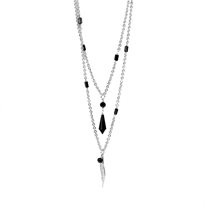 Collar de Plata de Ley 925 con Cuarzo Hidrotermal Onix acabado en rodio - Geel