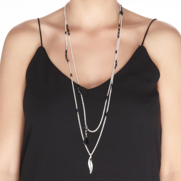 Collar de Plata de Ley 925 con Cuarzo Hidrotermal Onix acabado en rodio - Geel