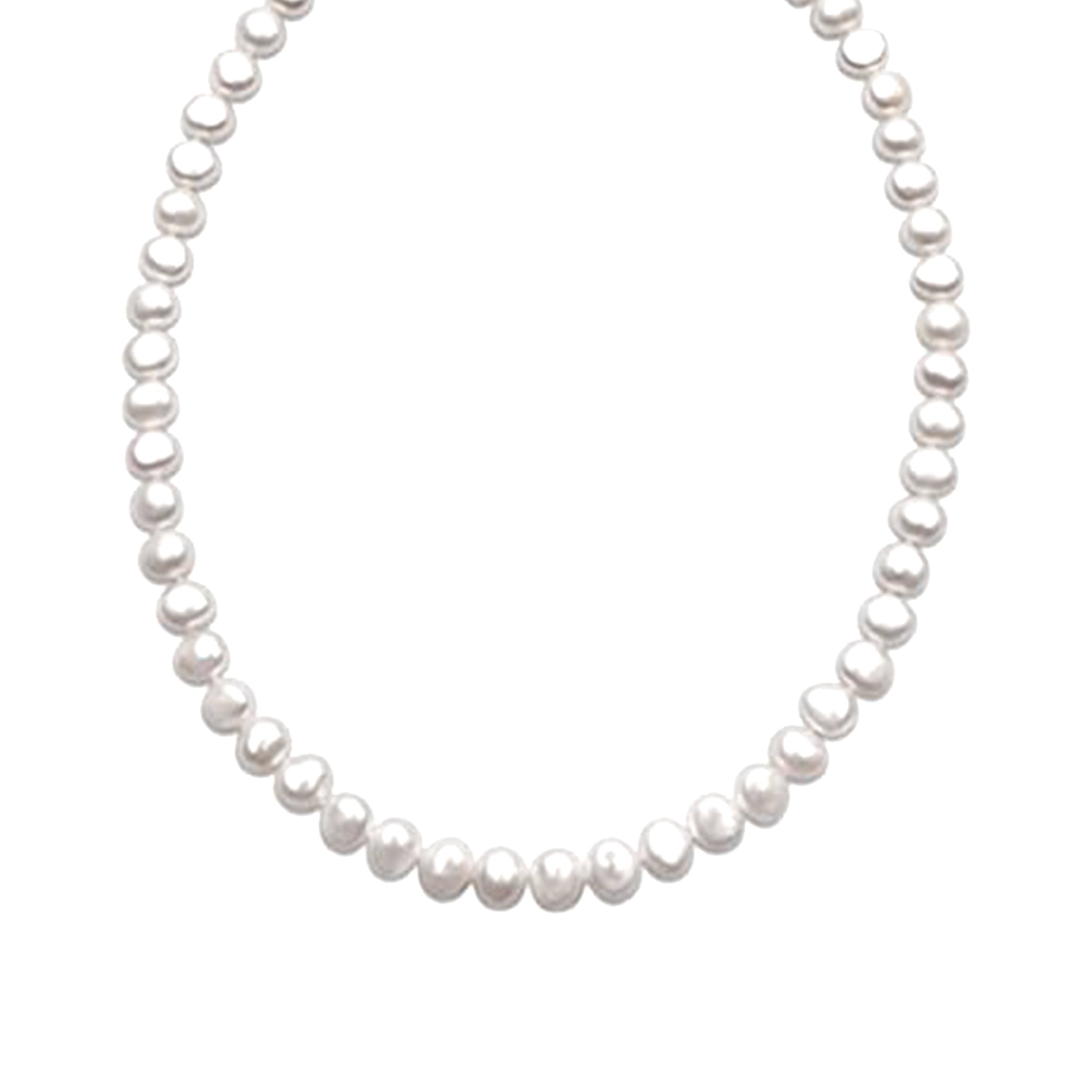 Collar de Plata de Ley 925 con Perla Blanca acabado en oro amarillo 18K - Kipepeo
