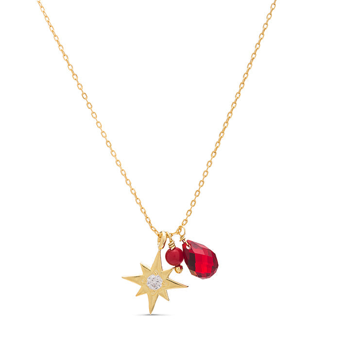 Collar de Plata de Ley 925 con Coral acabado en oro amarillo 18K - Runit