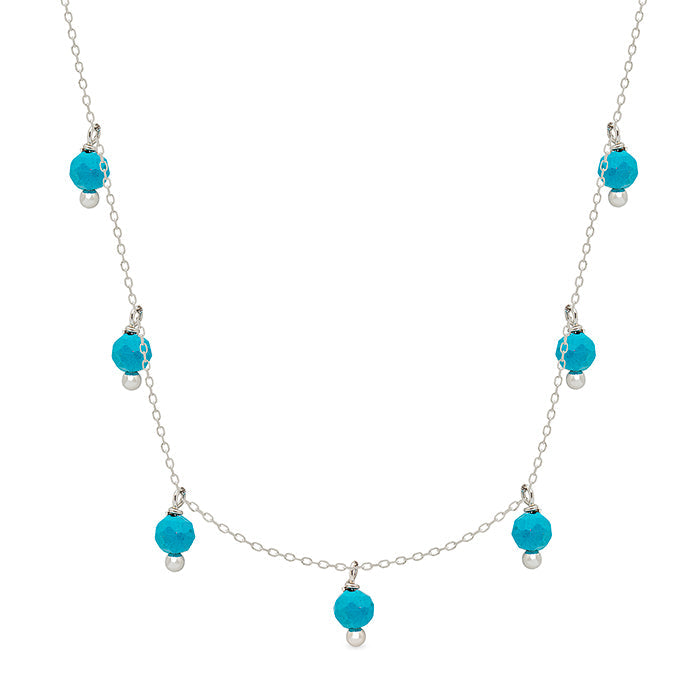 Collar de Plata de Ley 925 con Turquesa acabado en rodio - Wardpa