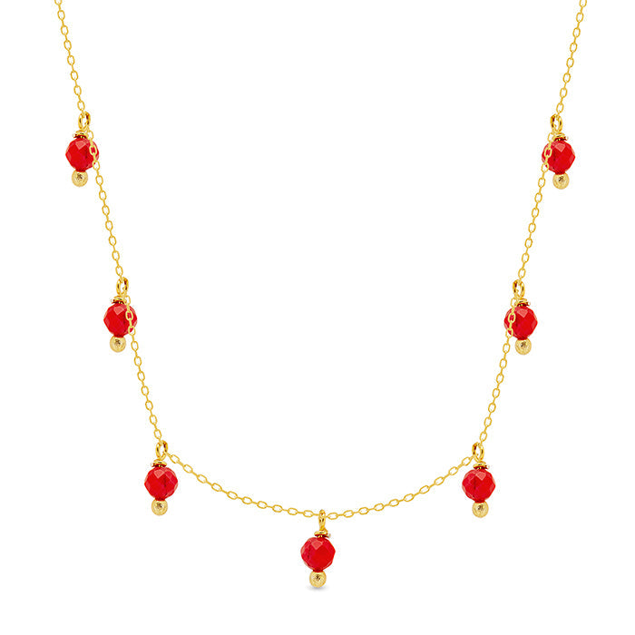 Collar de Plata de Ley 925 con Coral acabado en oro amarillo 18K - Wardpa
