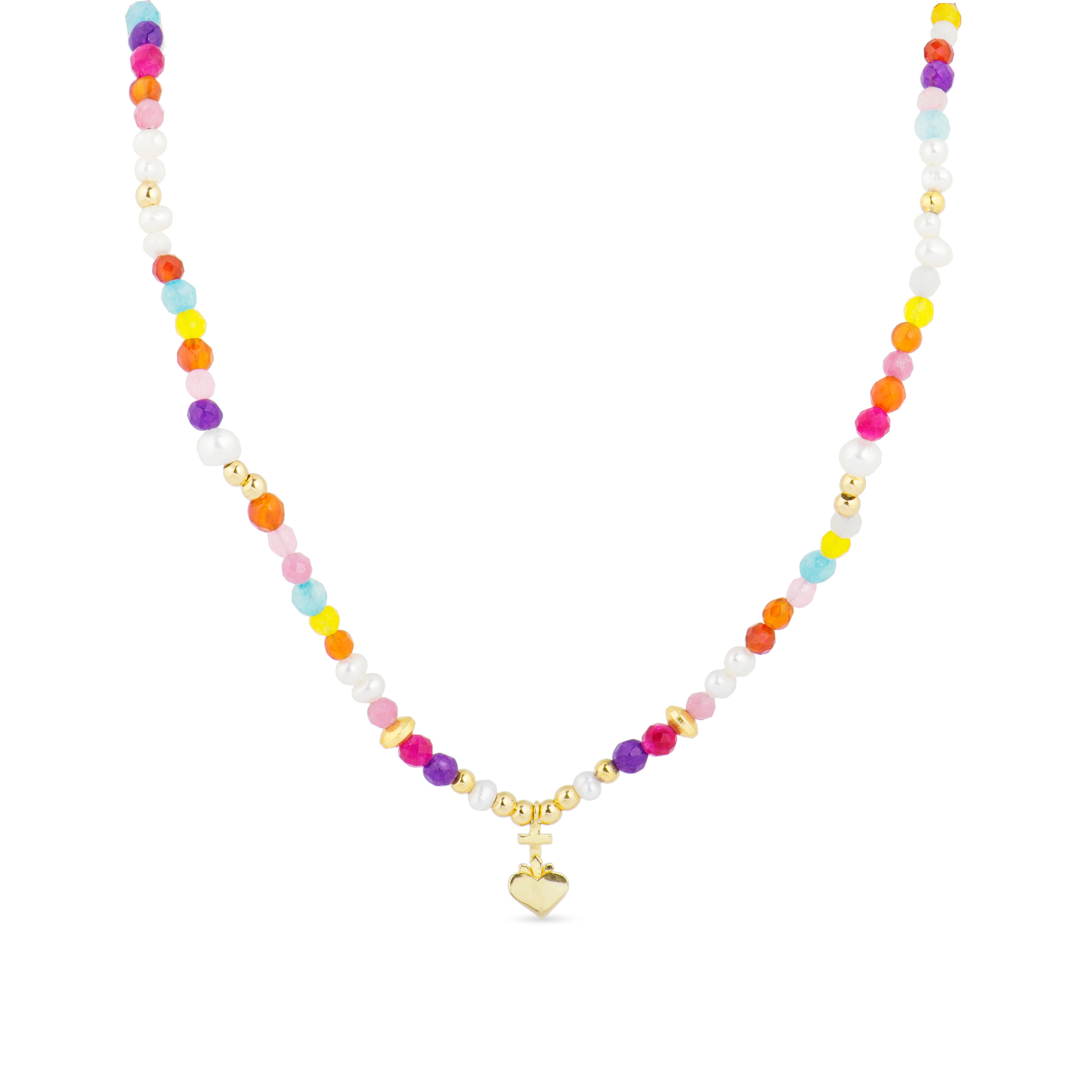 Collier en Argent Sterling 925 avec Cristal Multicolore fini en or jaune 18K - Nymox