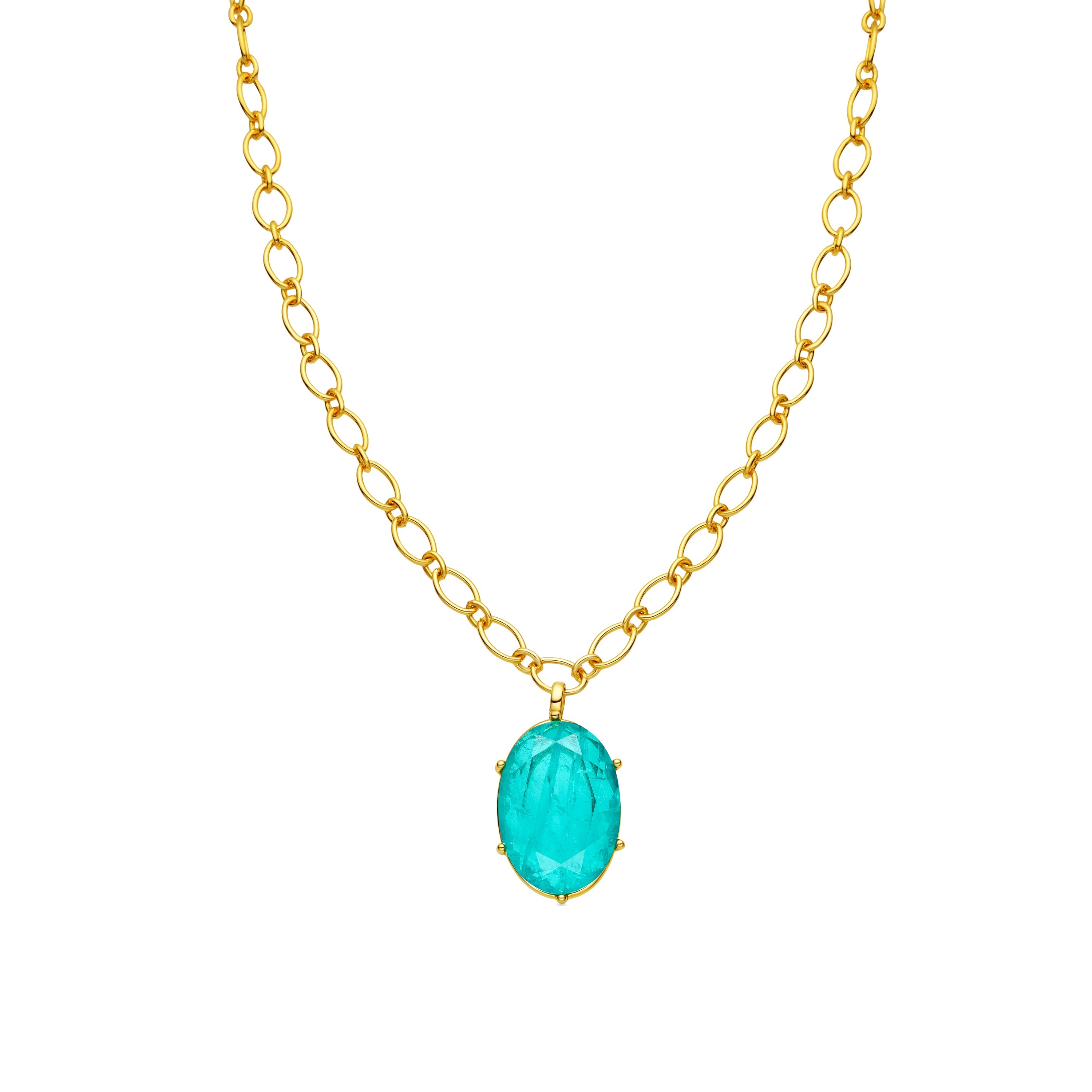 Collar de Plata de Ley 925 y Circonita Verde acabado oro amarillo de 18k - Jadir