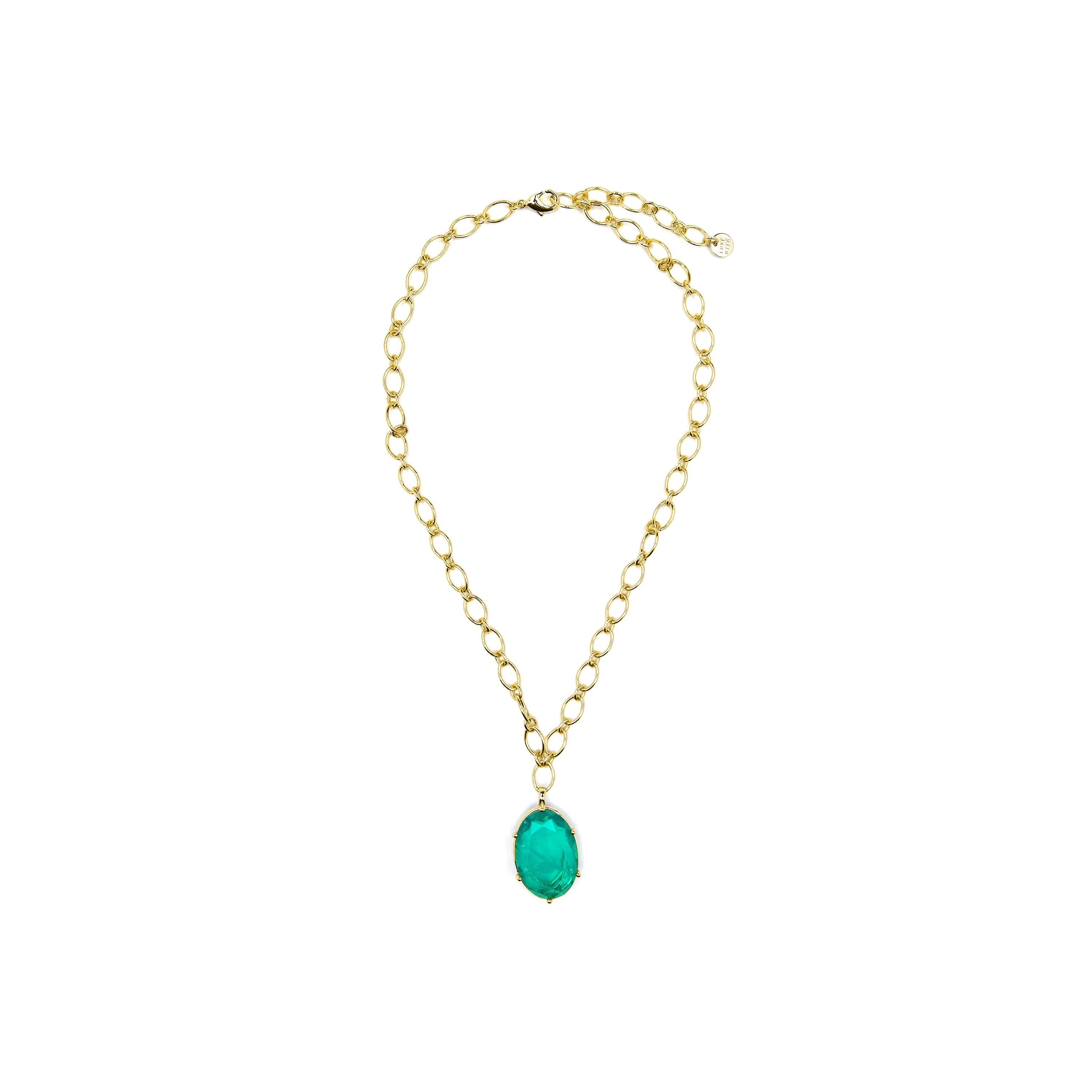Collar de Plata de Ley 925 y Circonita Verde acabado oro amarillo de 18k - Jadir