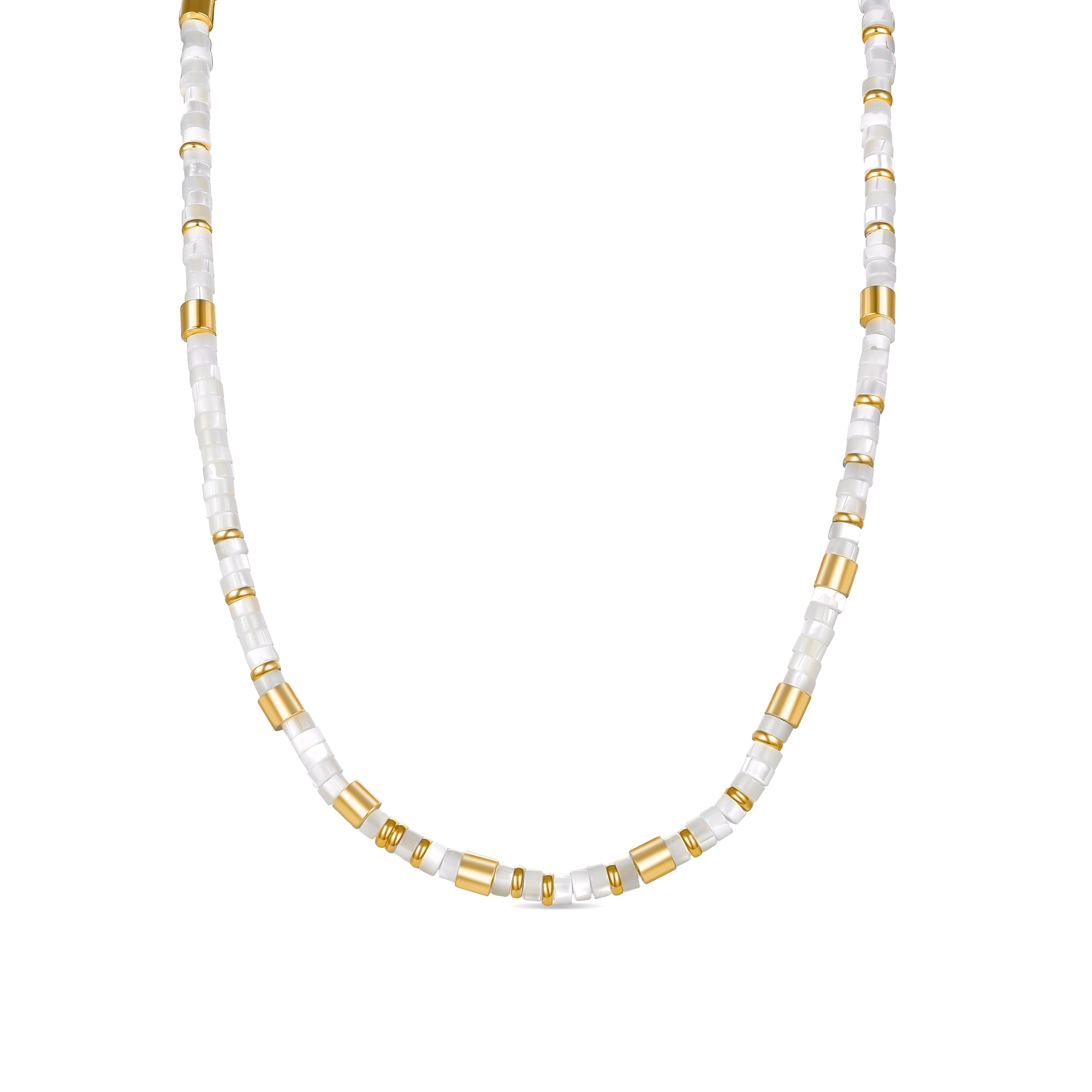 Collar de Plata de Ley 925 con Madreperla Blanca acabado en oro amarillo 18K - Wicoy
