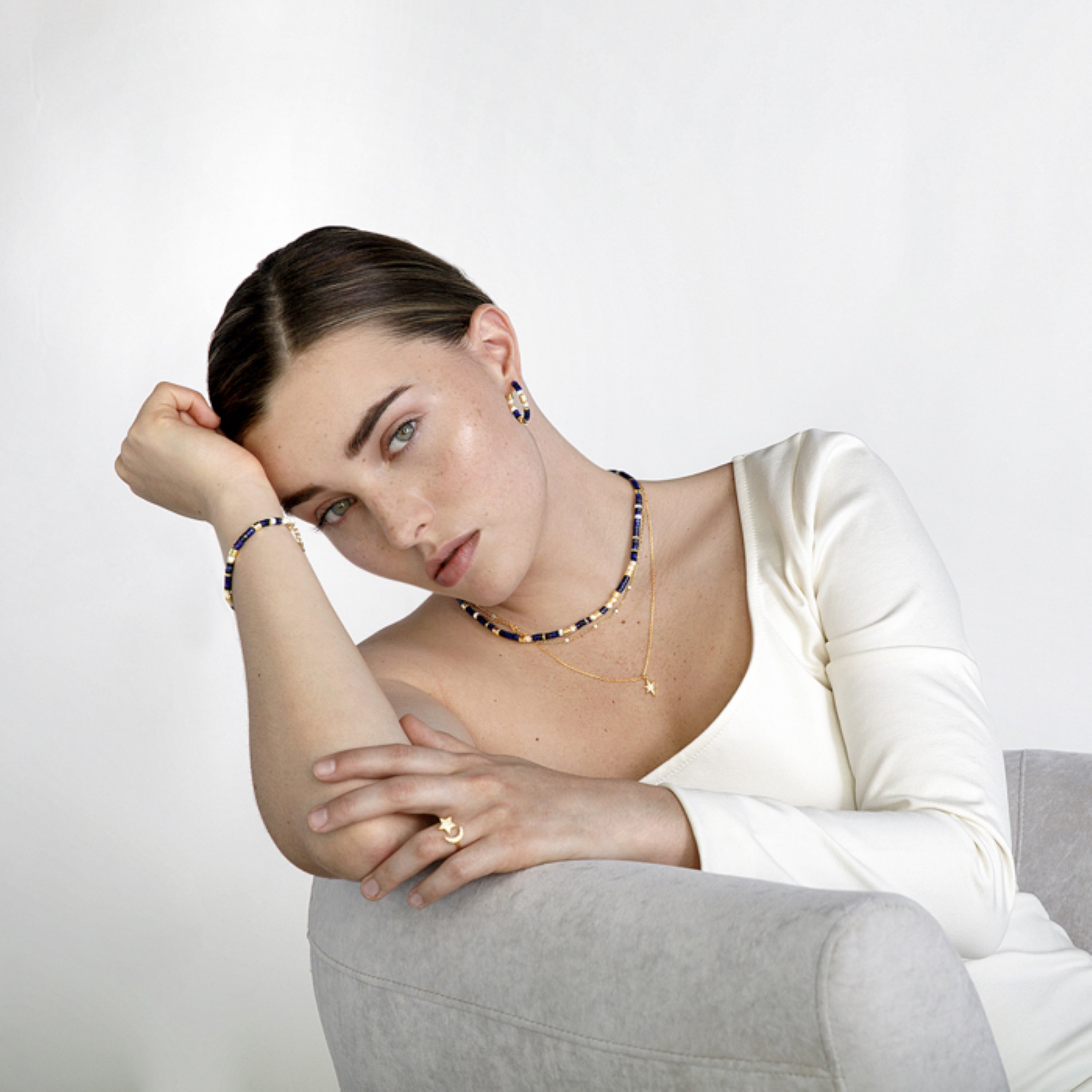 Collar de Plata de Ley 925 con Lapislazuli Natural acabado en oro amarillo 18K - Ihun