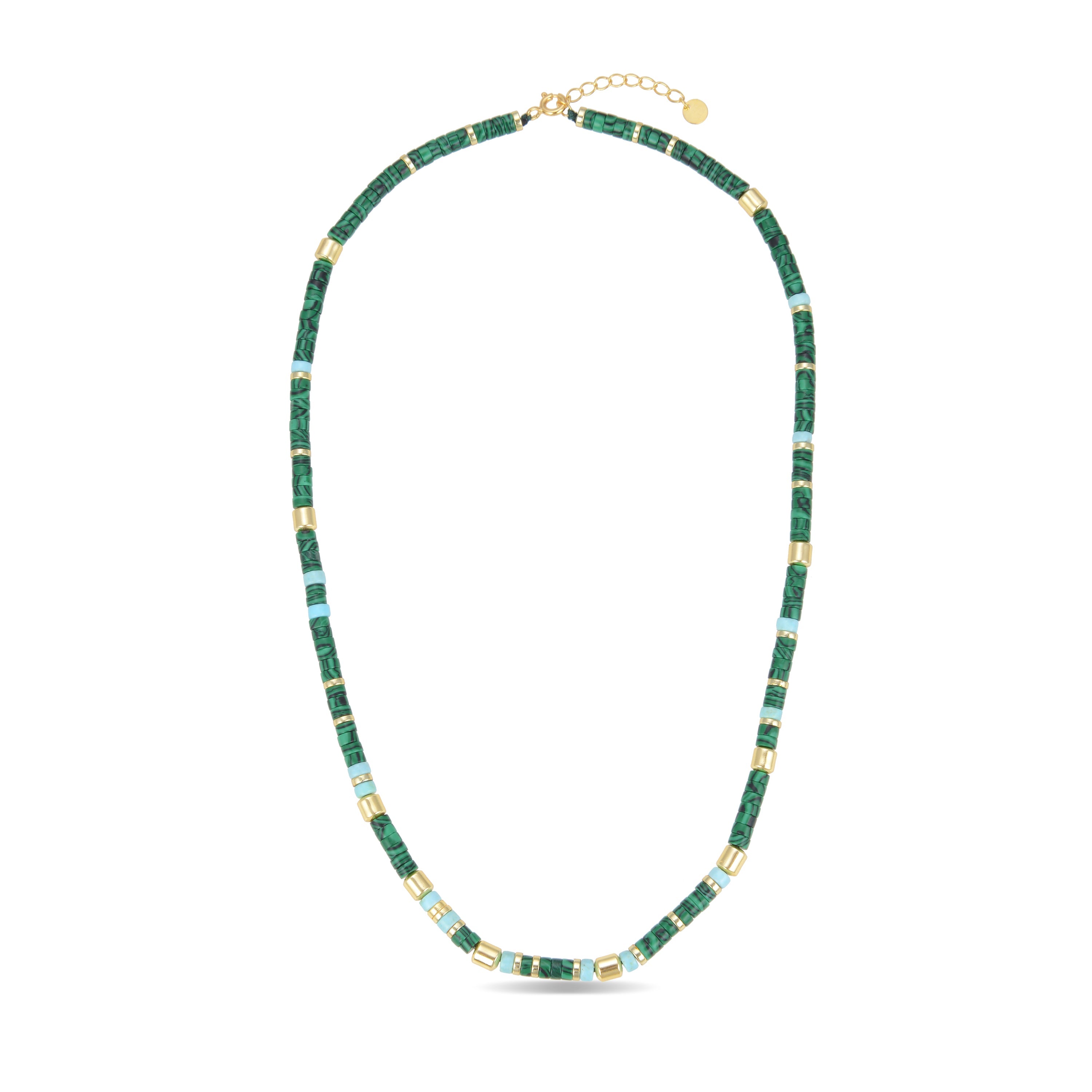 Collar de Plata de Ley 925 con Malaquita acabado en oro amarillo 18K - Ihun