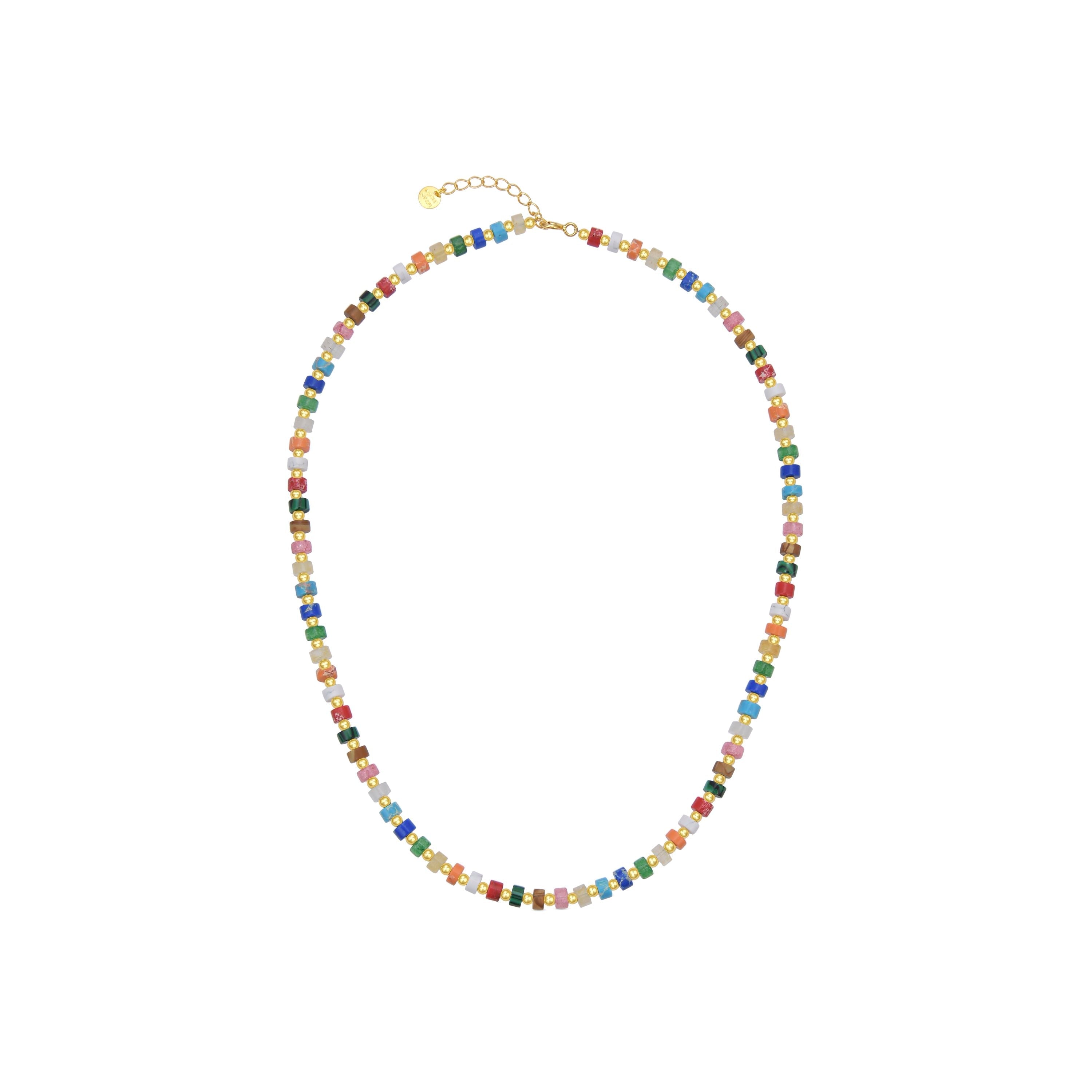 Collar de Plata de Ley 925 con Cristal Multicolor acabado en oro amarillo 18K - Ihun
