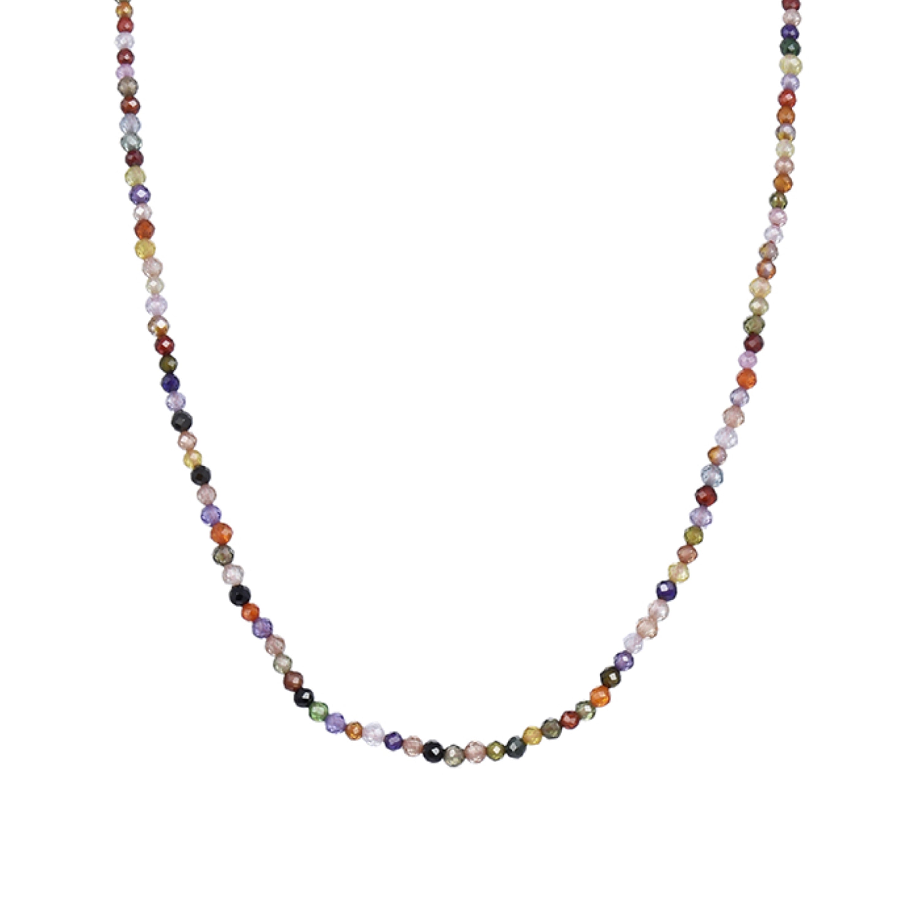 Collar de Plata de Ley 925 con Cristal Multicolor acabado en oro amarillo 18K - Ufela