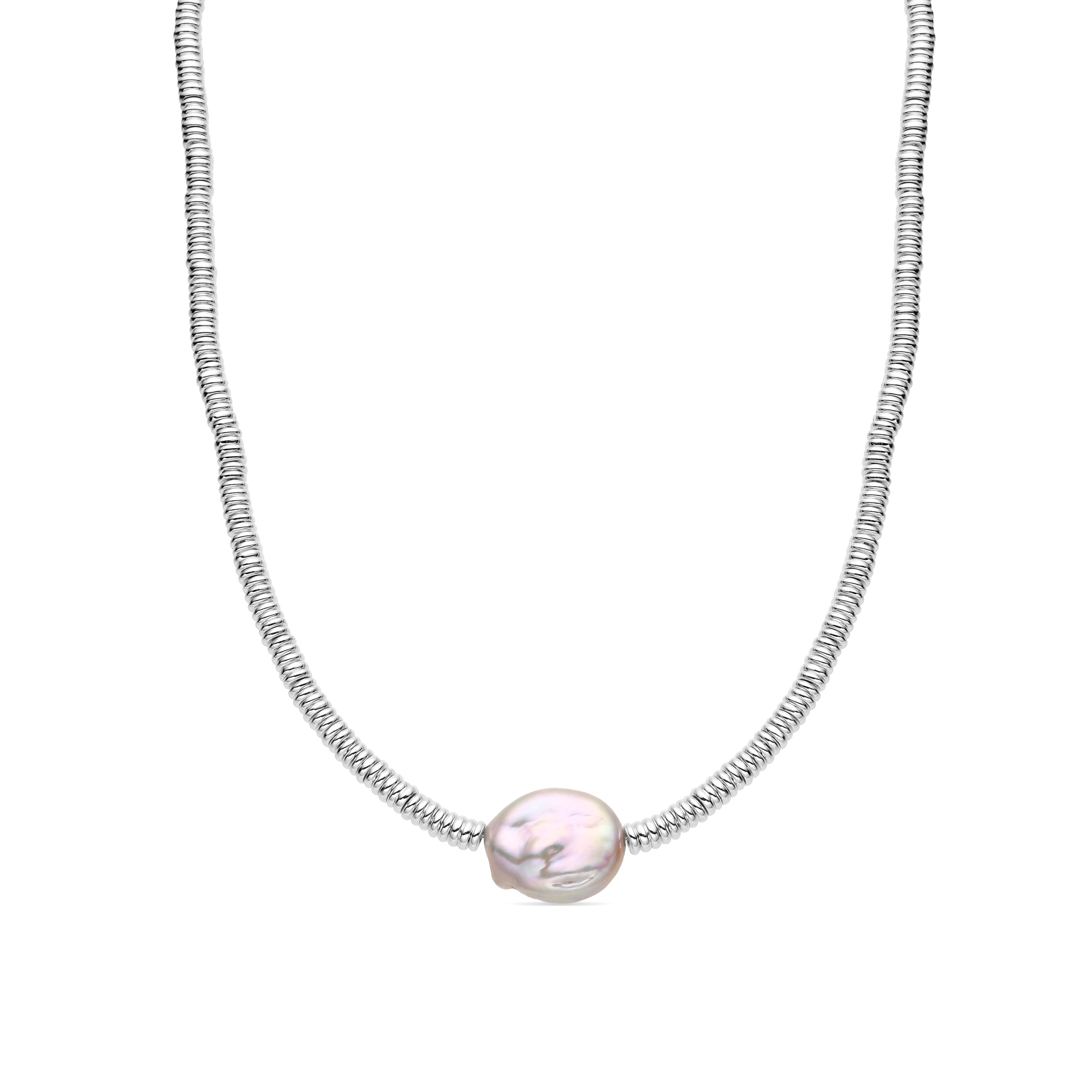 Collar de Plata de Ley 925 y Perla Blanca acabado rodio - Siever