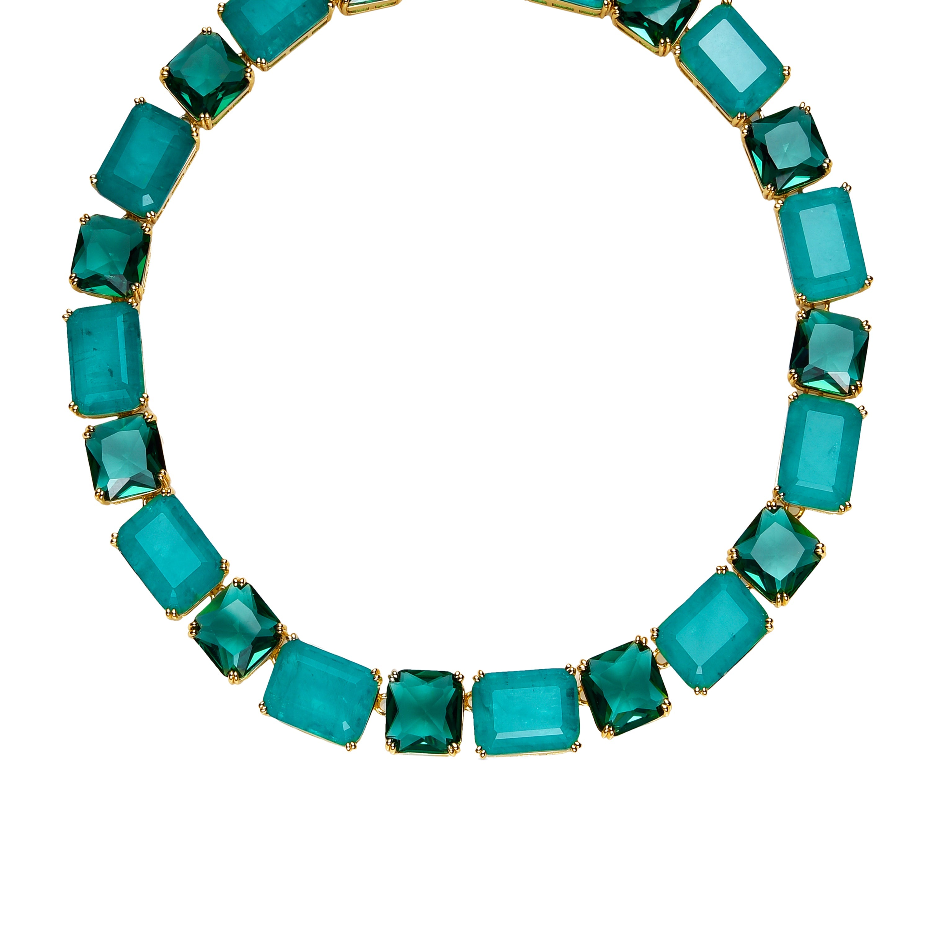 925er Sterlingsilber-Halskette mit Paraiba-Grüner Hydrothermal-Quarz, vergoldet mit 18k Gelbgold - Lindrak