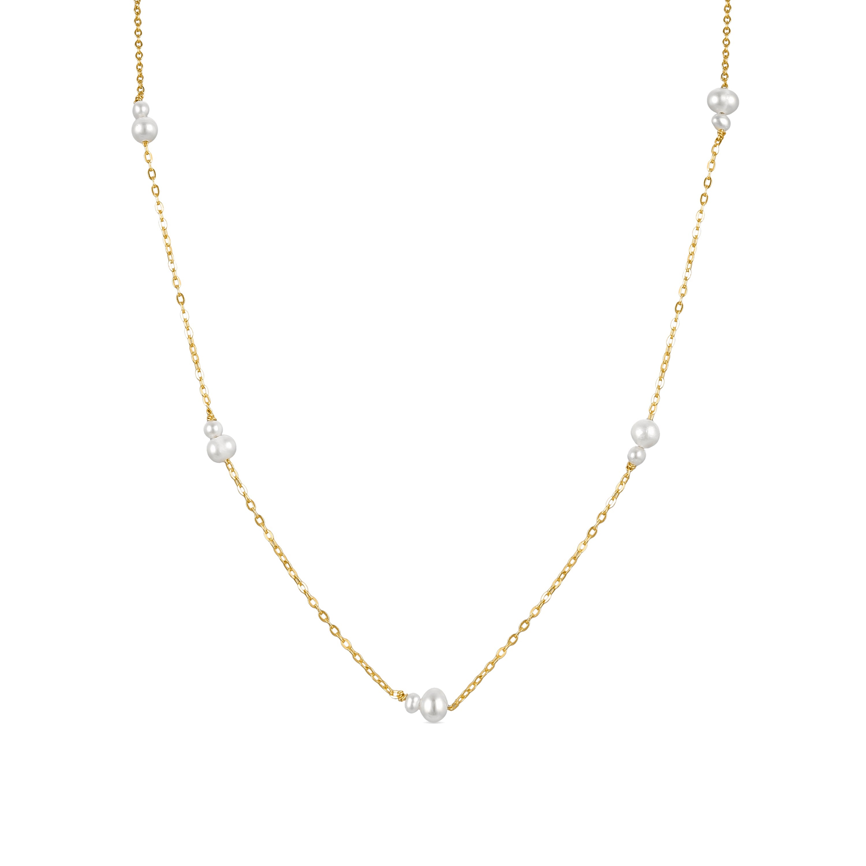 Collar de Plata de Ley 925 con Perla Blanca acabado en oro amarillo 18K - Ardka