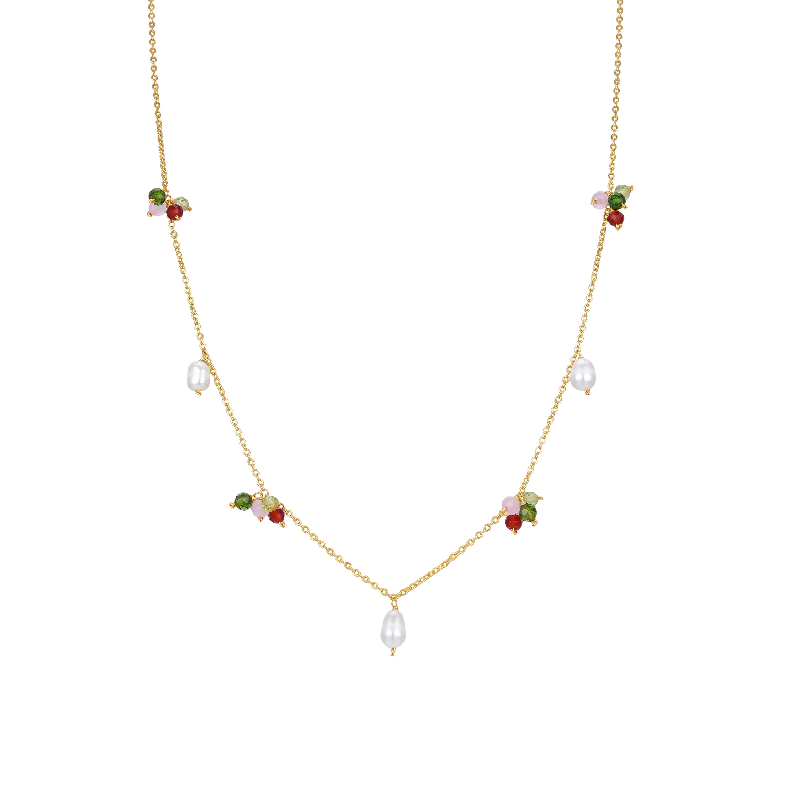 Collar de Plata de Ley 925 con Perla Blanca acabado en oro amarillo 18K - Fanim