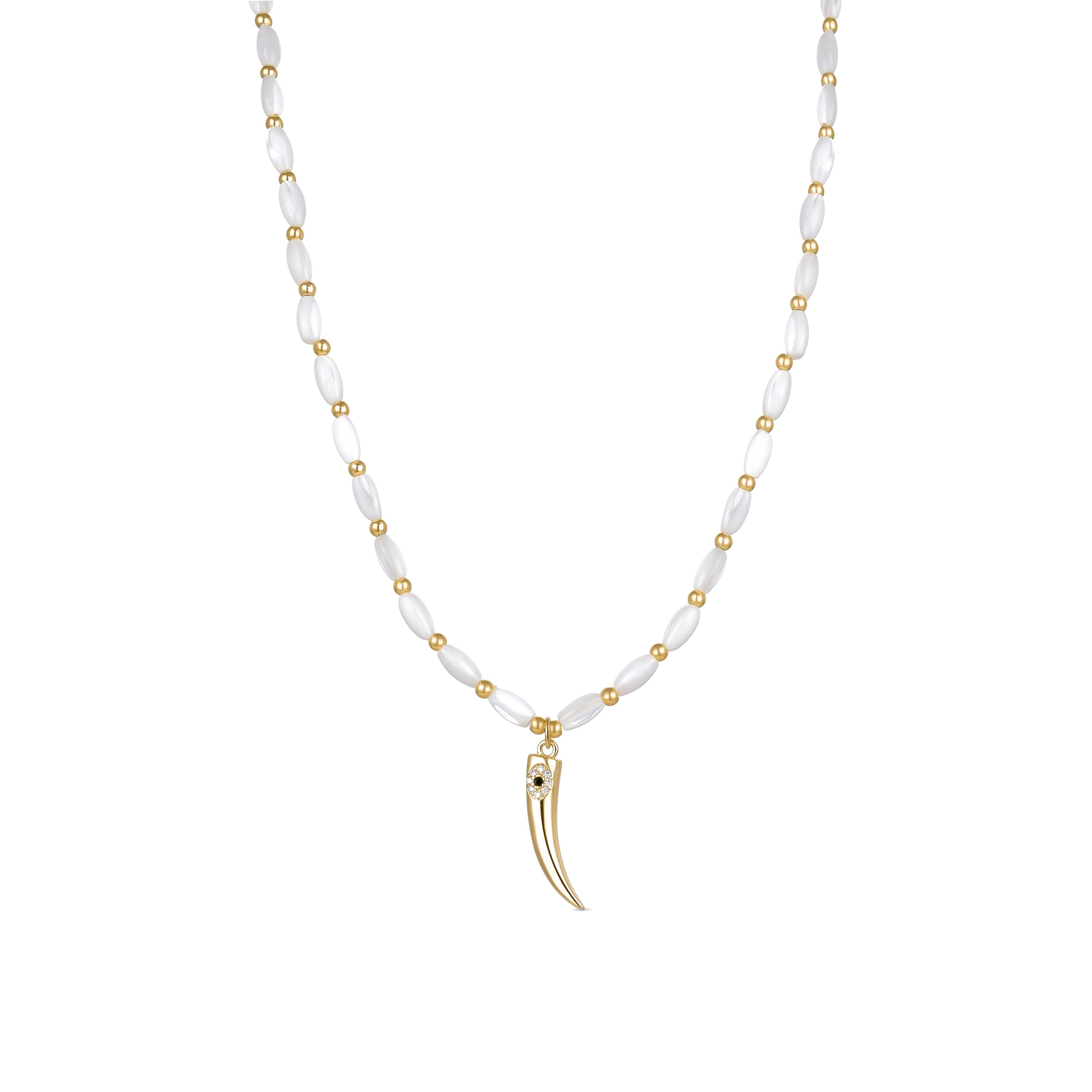 Collar de Plata de Ley 925 con Madreperla Blanca acabado en oro amarillo 18K - Sinoa