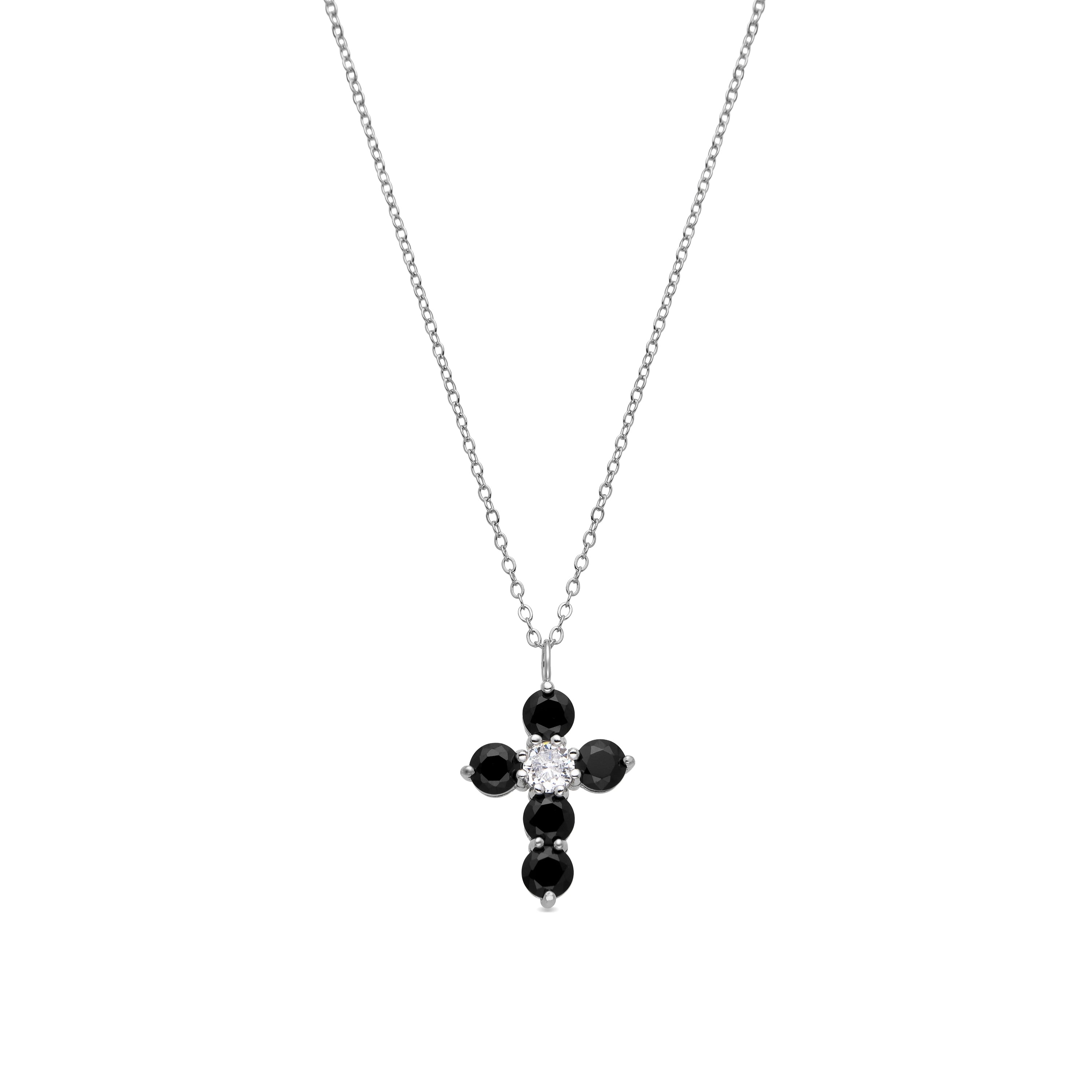 Collar de Plata de Ley 925 y Circonita Onix acabado en rodio - Elha