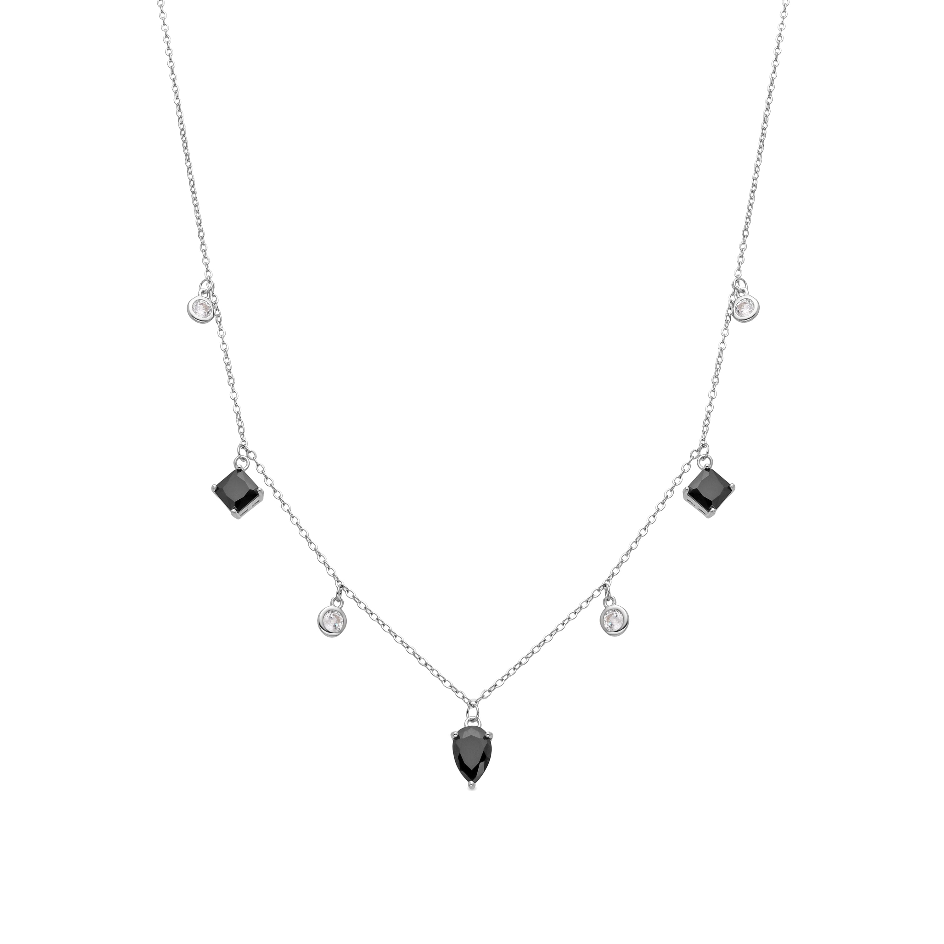 Collar de Plata de Ley 925 y Circonita Onix acabado en rodio - Irul