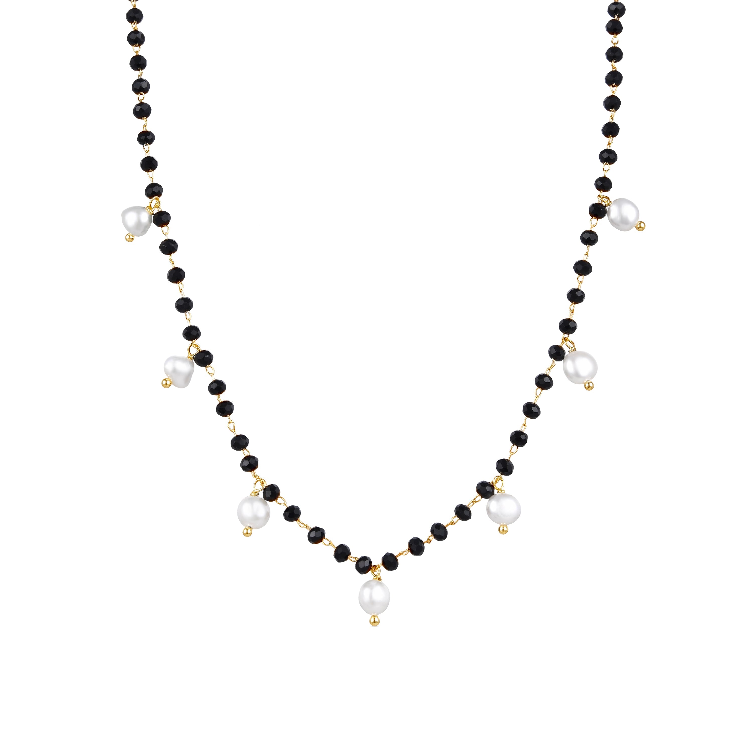 Collar de Plata de Ley 925 con Perla Blanca acabado en oro amarillo 18K - Seika