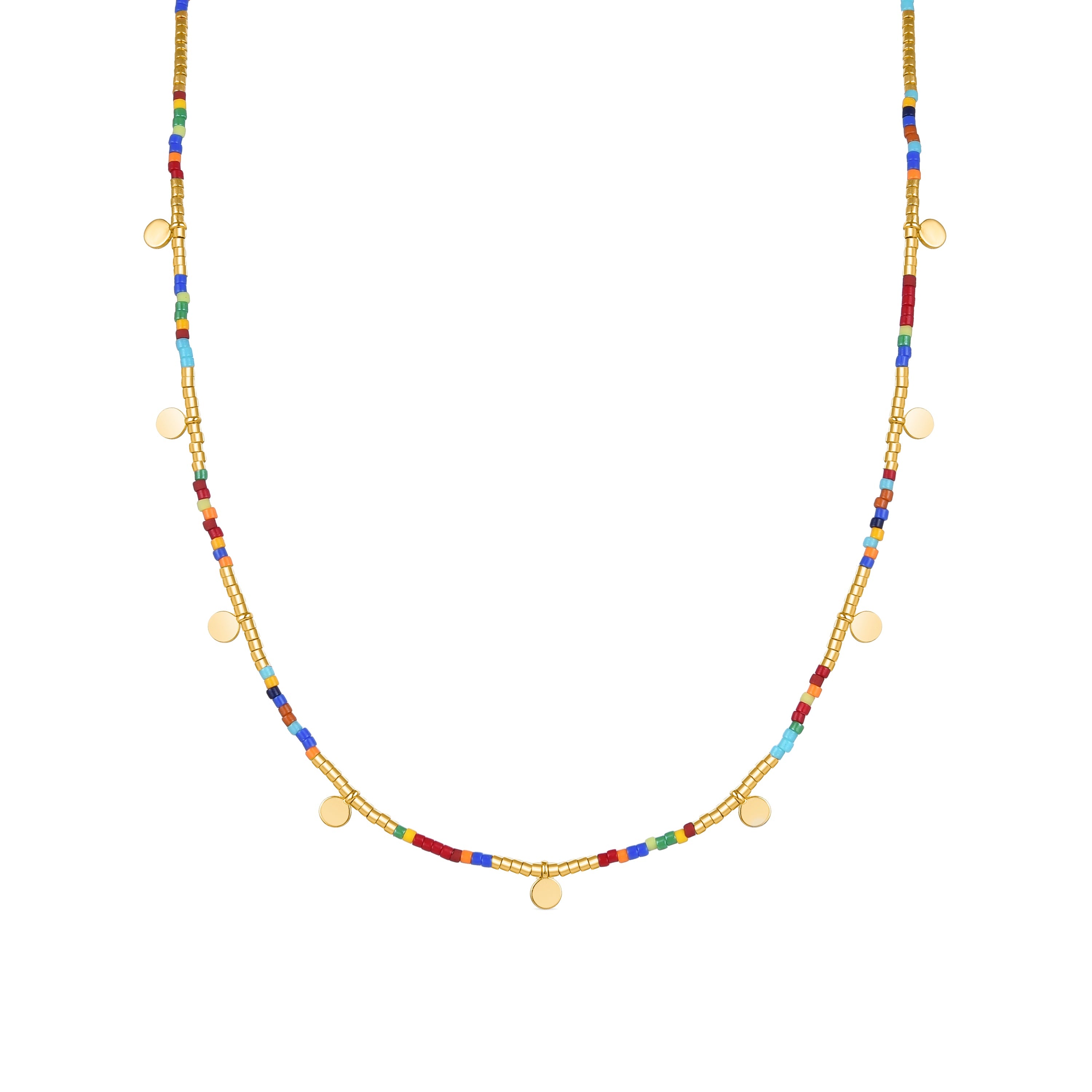 Collar de Plata de Ley 925 con Cristal Multicolor acabado en oro amarillo 18K - Ryux
