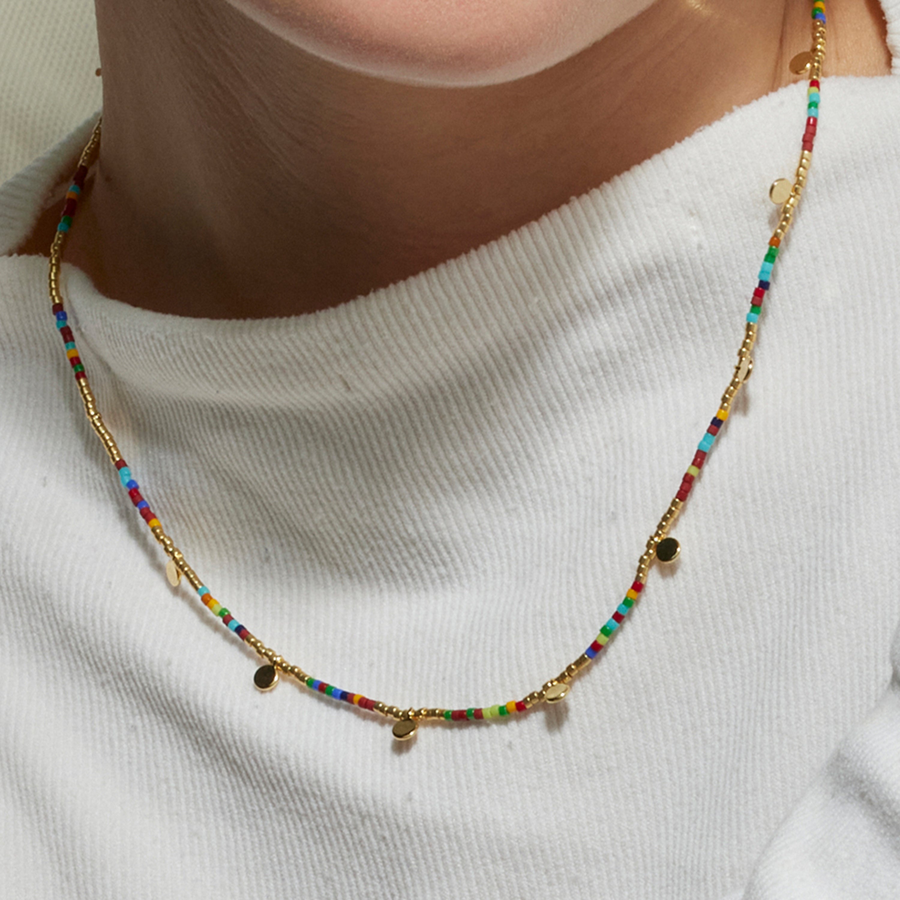 Collar de Plata de Ley 925 con Cristal Multicolor acabado en oro amarillo 18K - Ryux