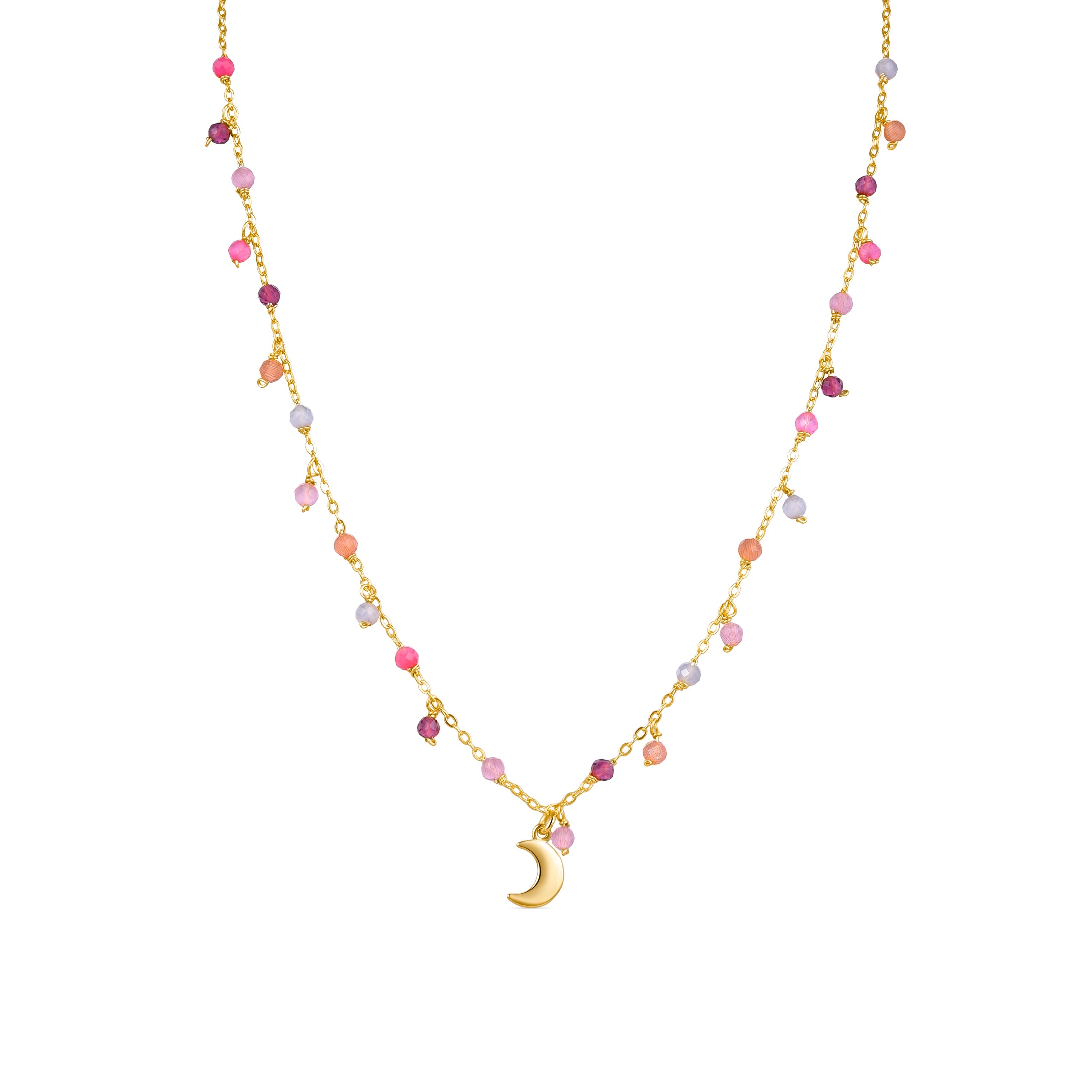 Collar de Plata de Ley 925 con Cristal Multicolor acabado en oro amarillo 18K - Aiel