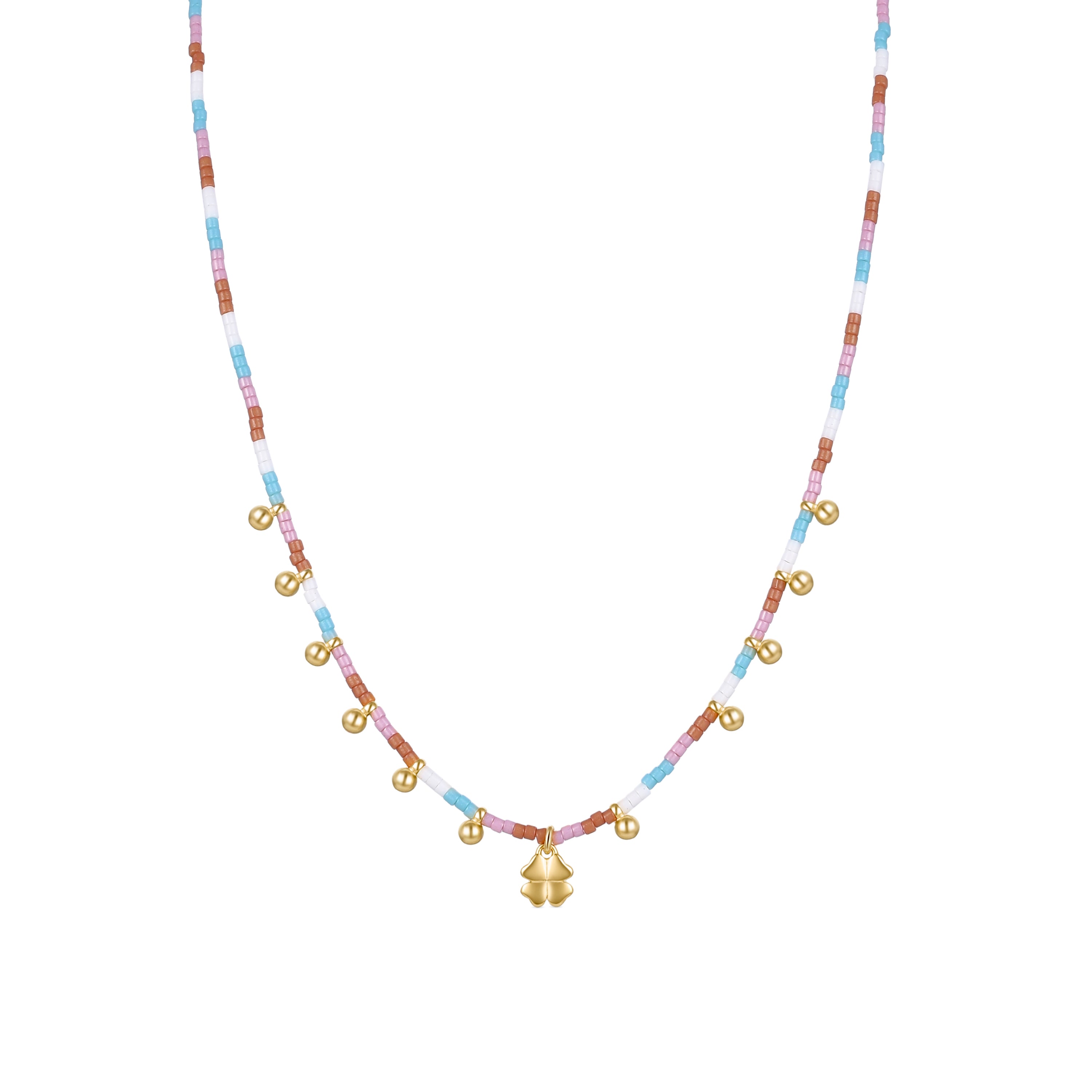 Collar de Plata de Ley 925 con Cristal Multicolor acabado en oro amarillo 18K - Amrak