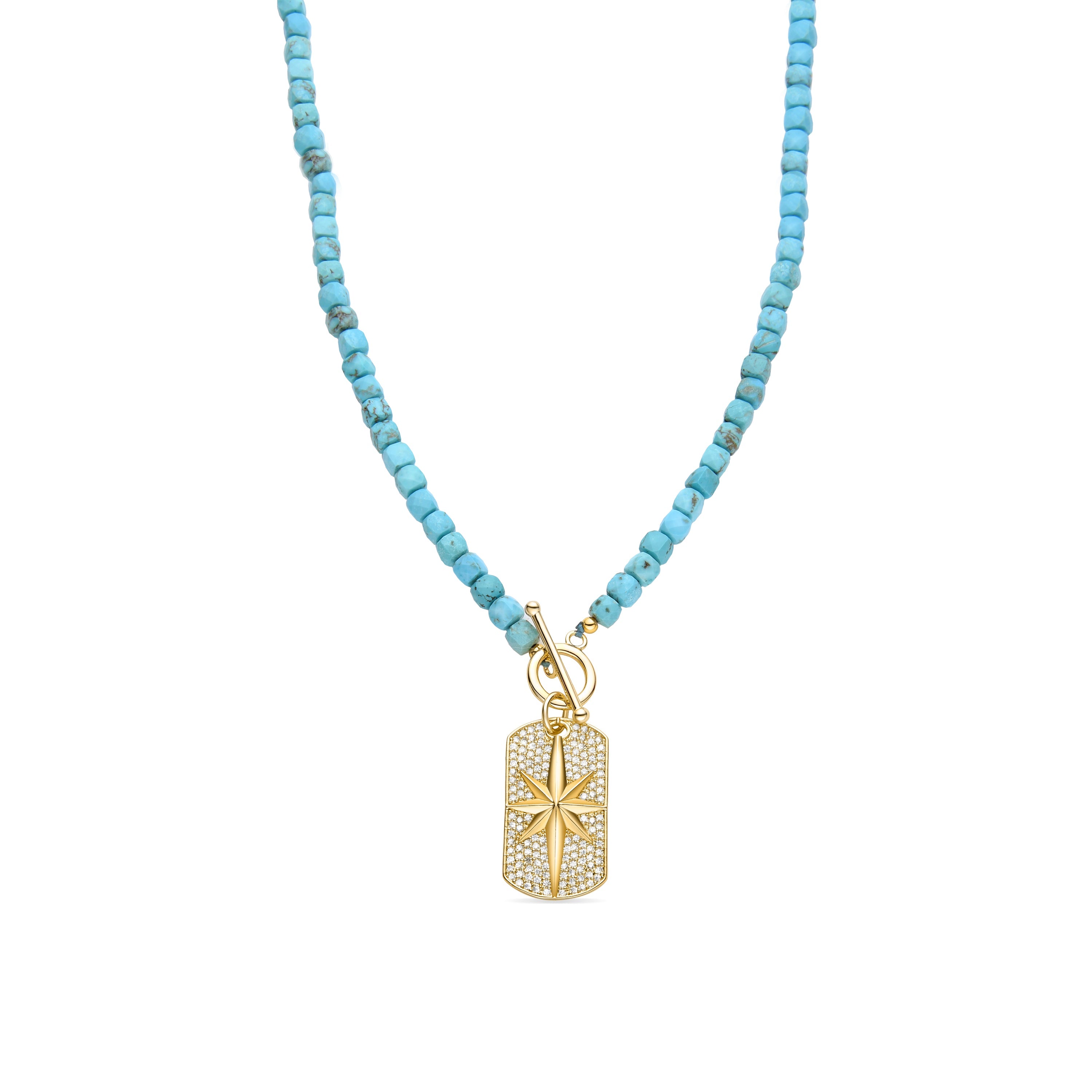 Collar de Plata de Ley 925 con Turquesa acabado en oro amarillo 18K - Mvoga