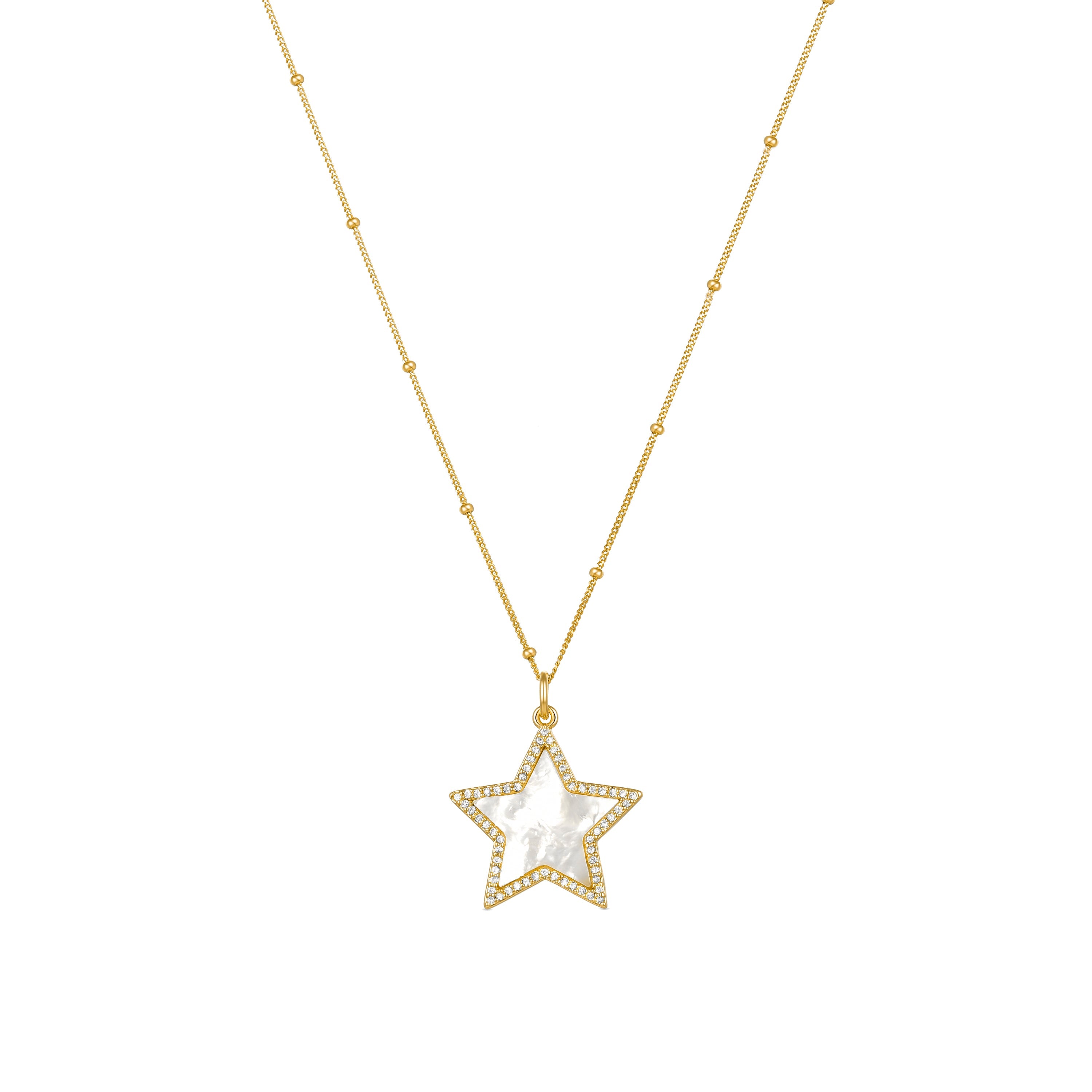 Collar de Plata de Ley 925 con Madreperla Blanca acabado en oro amarillo 18K - Adala