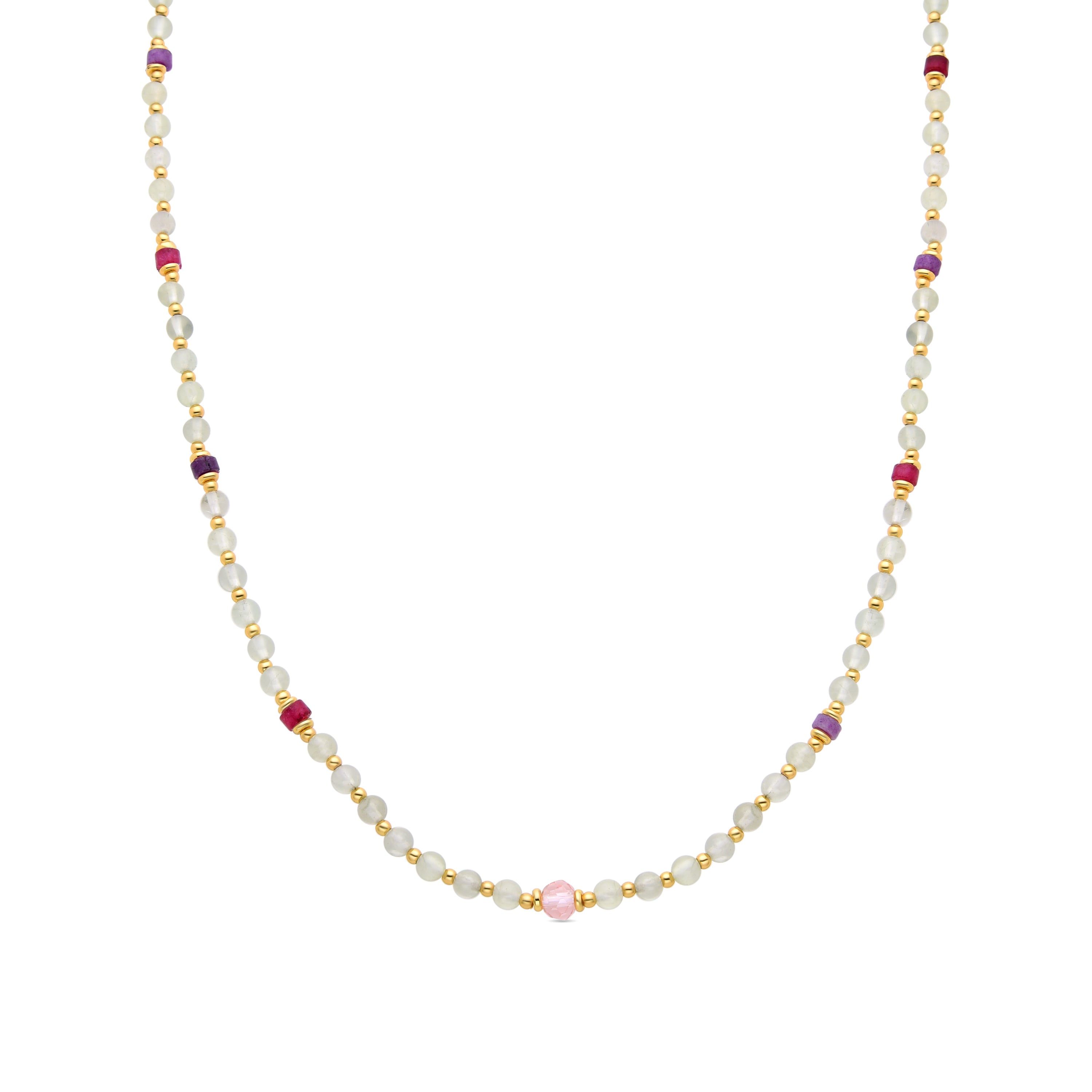 Collar de Plata de Ley 925 con Prehenita acabado en oro amarillo 18K - Rilxi
