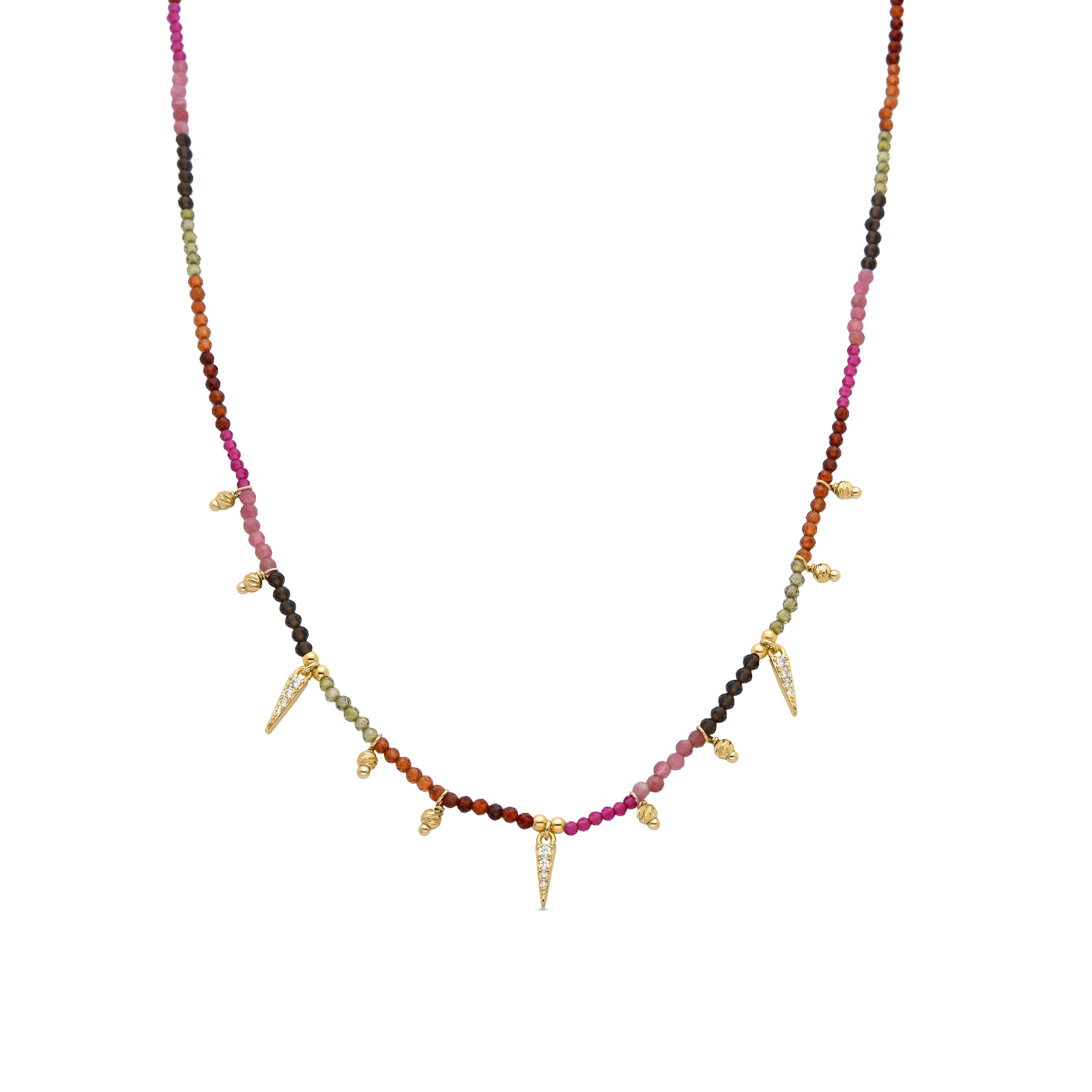 Collar de Plata de Ley 925 con Cristal Multicolor acabado en oro amarillo 18K - Baklo