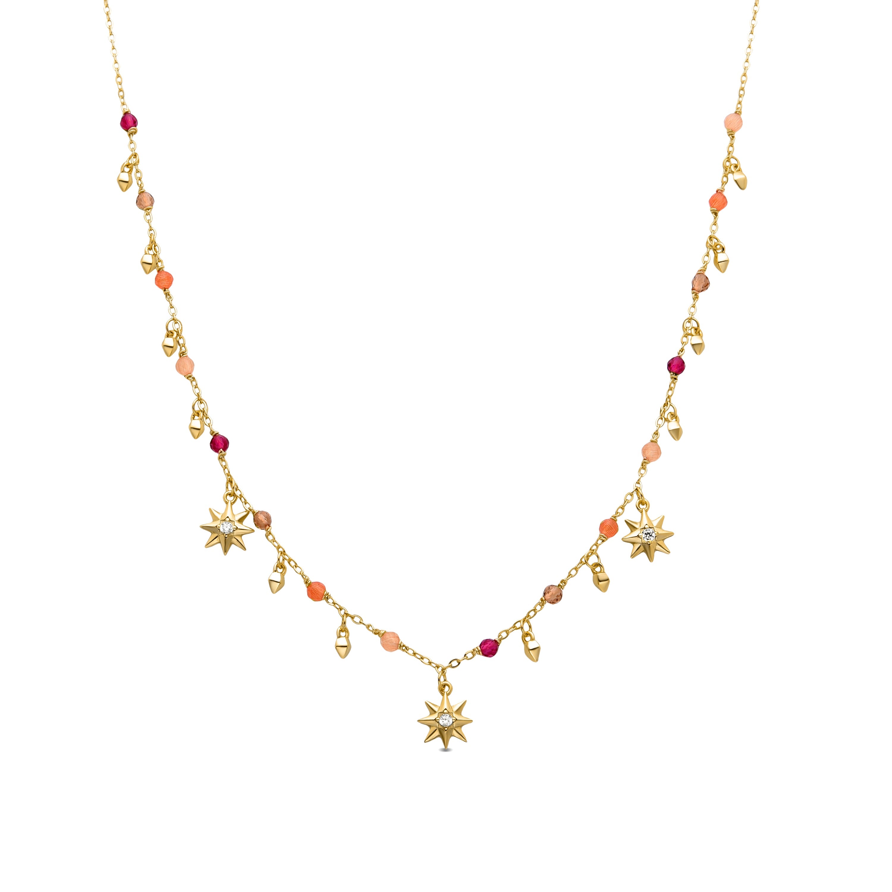 Collar de Plata de Ley 925 con Cristal Multicolor acabado en oro amarillo 18K - Sekhay