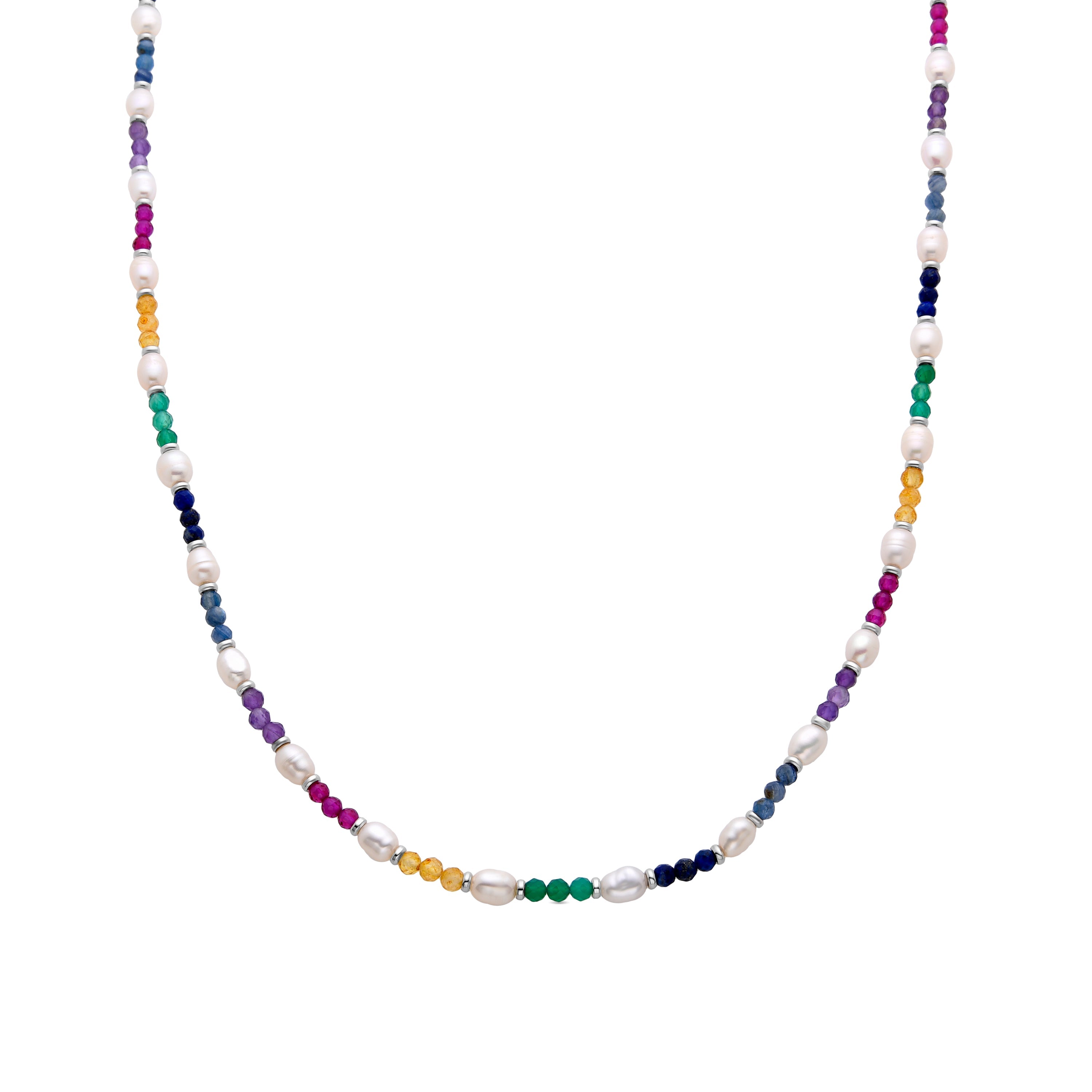 Collar de Plata de Ley 925 con Cristal Multicolor acabado en rodio - Biroal