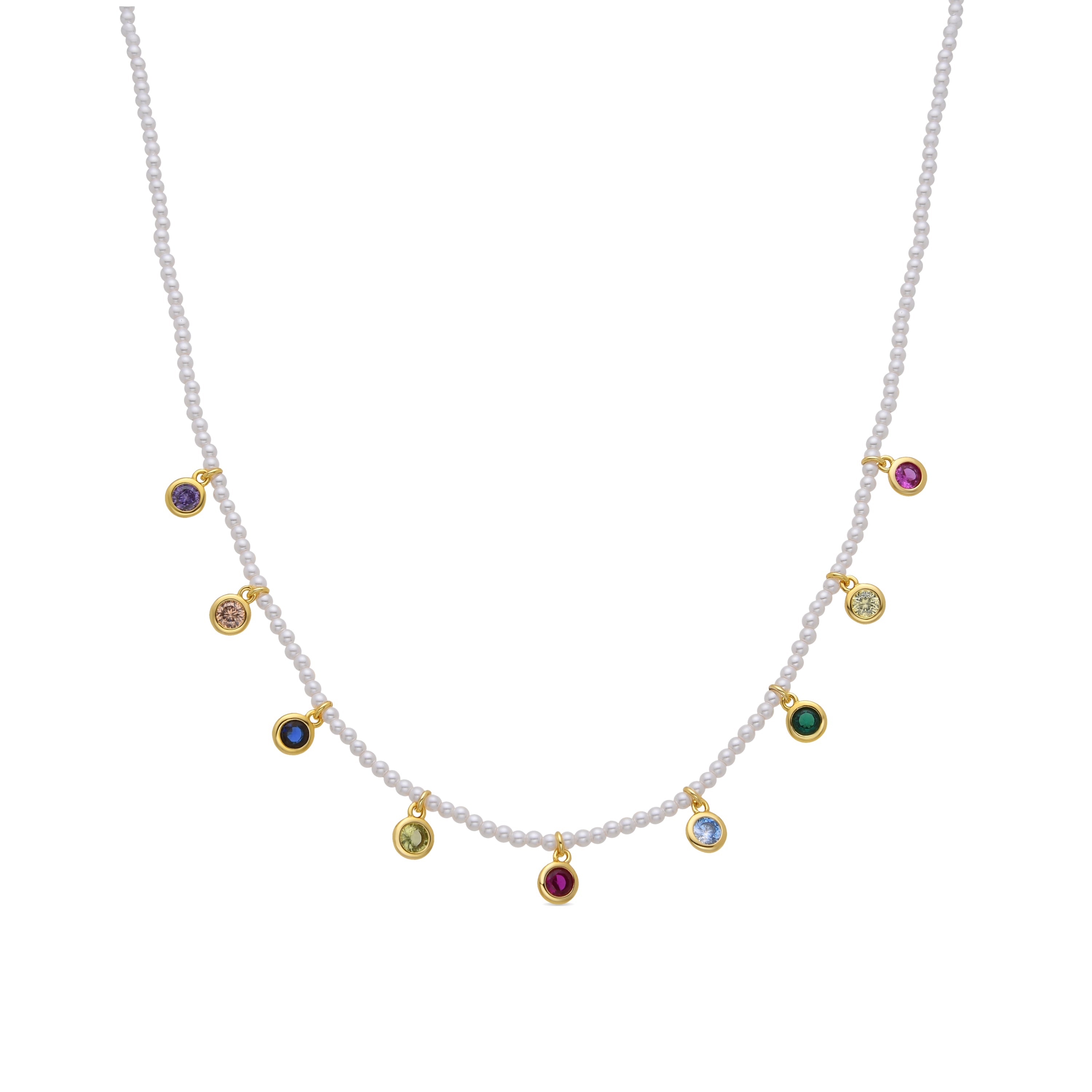 Collar de Plata de Ley 925 y Circonita Multicolor acabado en oro amarillo 18K - Alori
