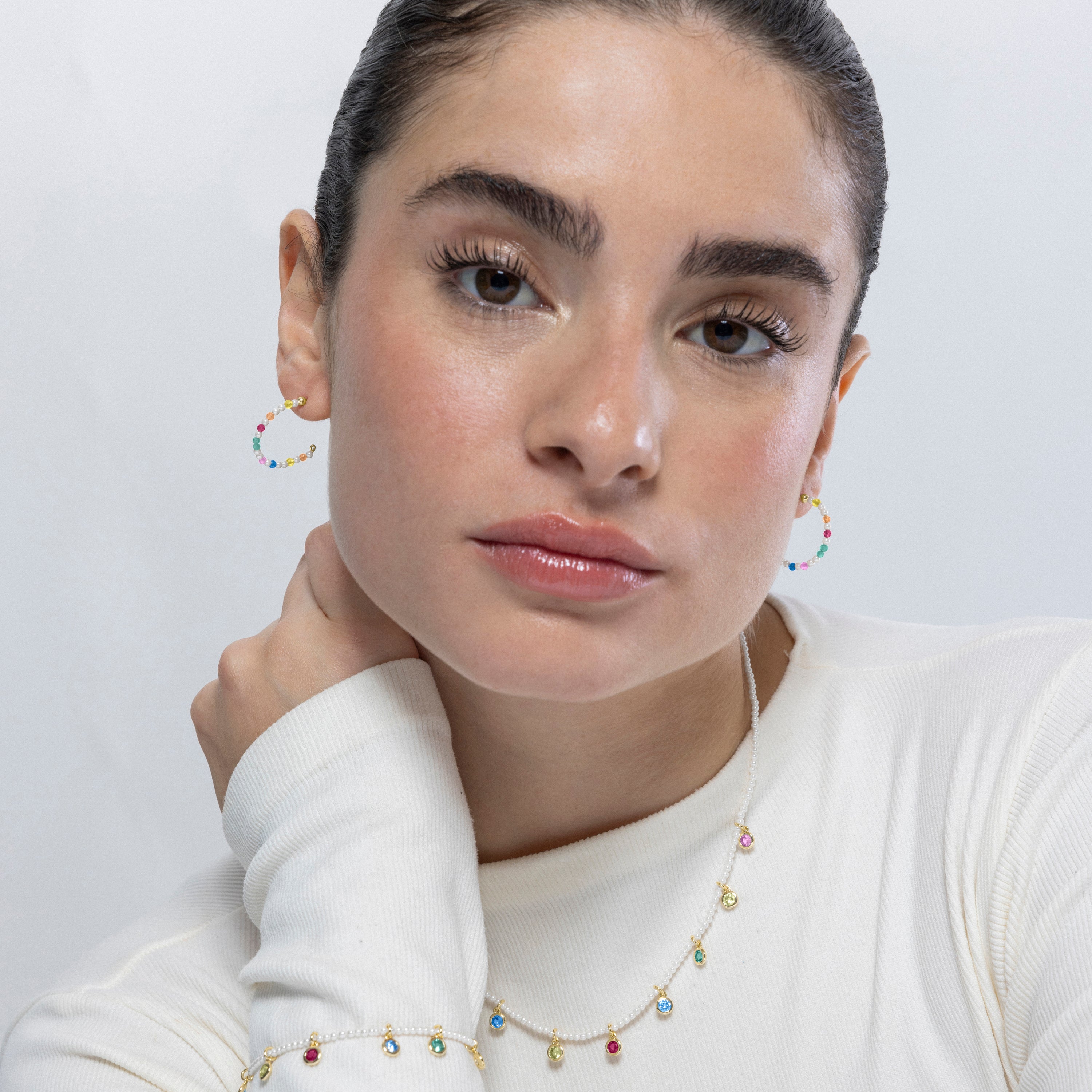 Collar de Plata de Ley 925 y Circonita Multicolor acabado en oro amarillo 18K - Alori