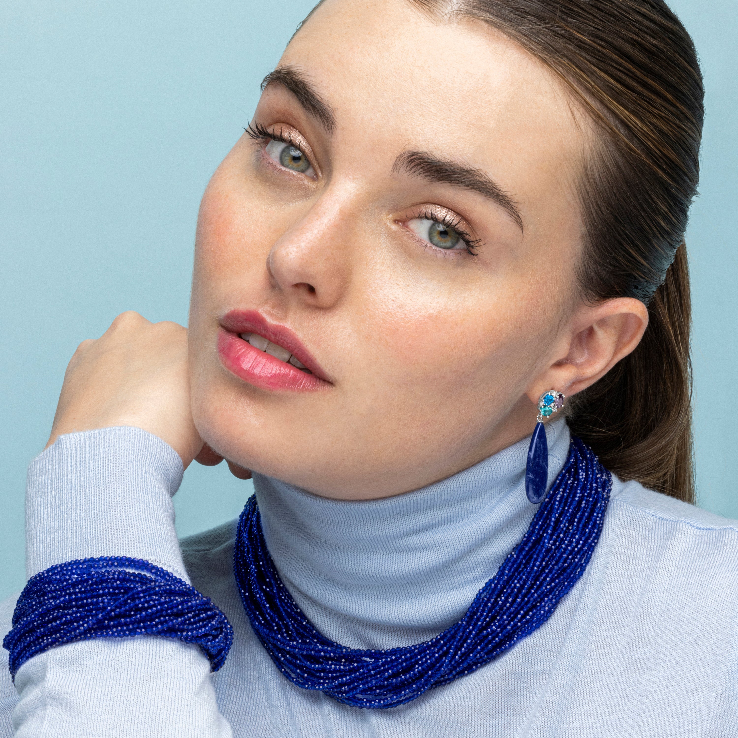 Kraag Donkerblauw Kristal afgewerkt in rhodium - Kibak