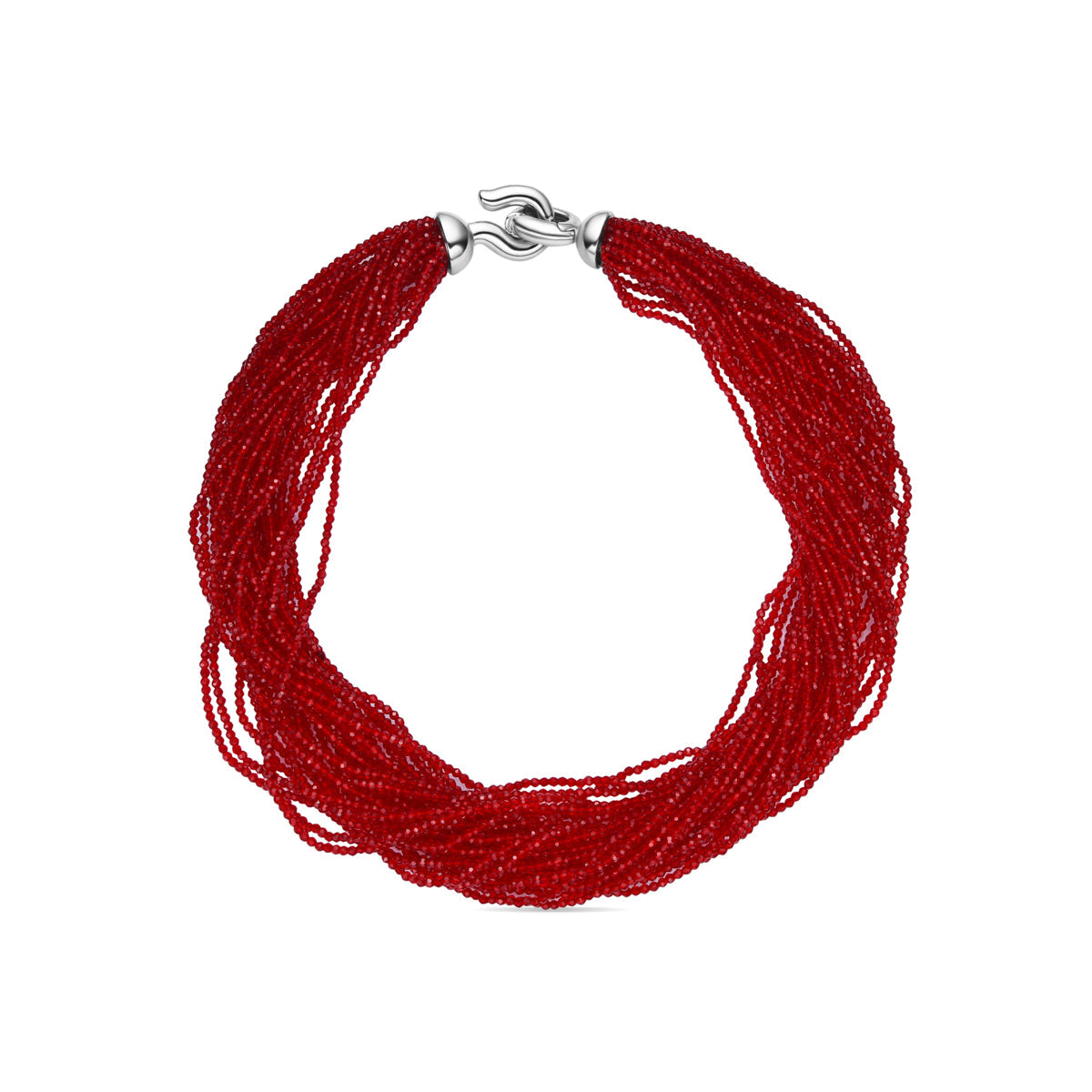 Collar Cristal Rojo acabado en rodio - Kibak