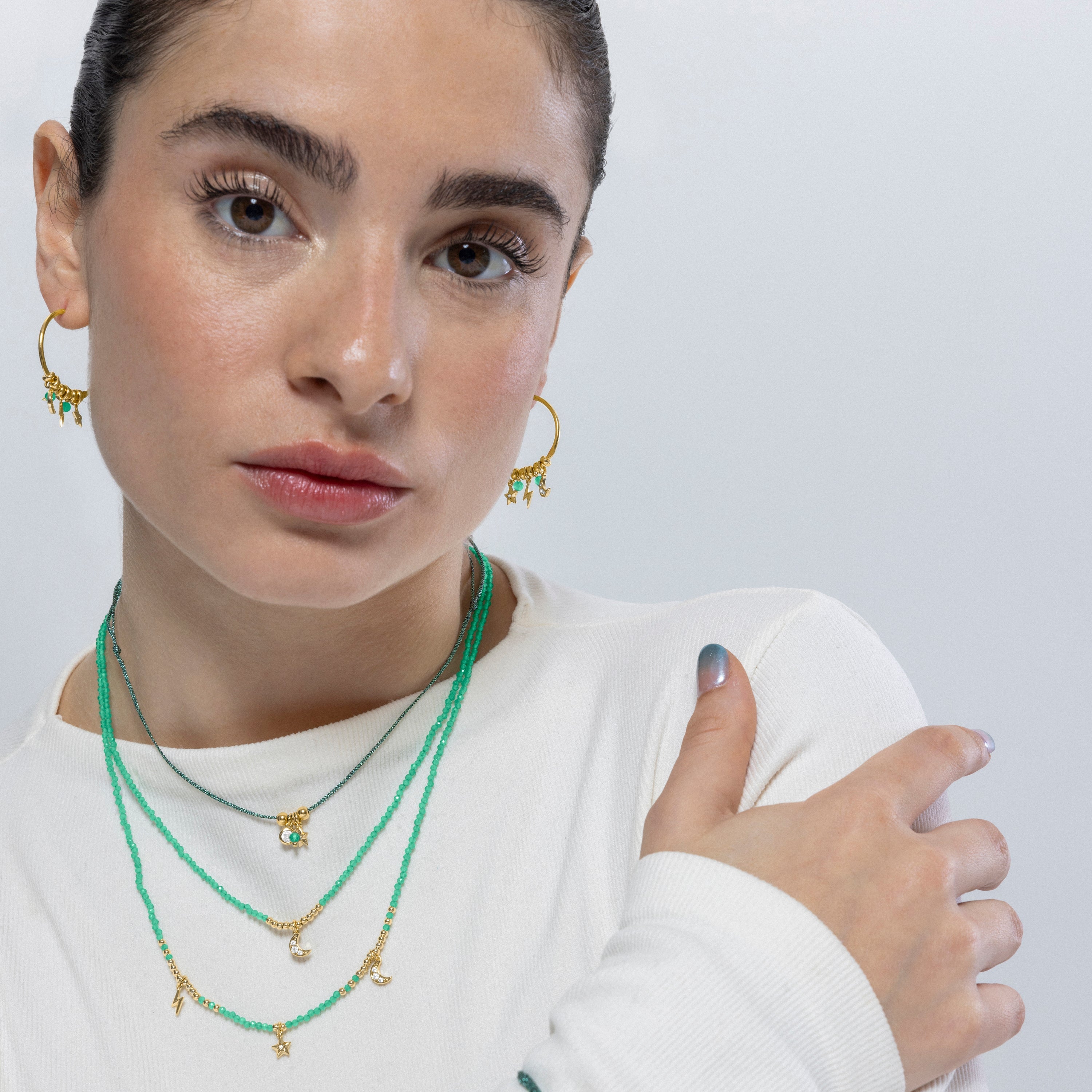 Collar de Plata de Ley 925 y Circonita Brillante acabado en oro amarillo 18K - Mosat