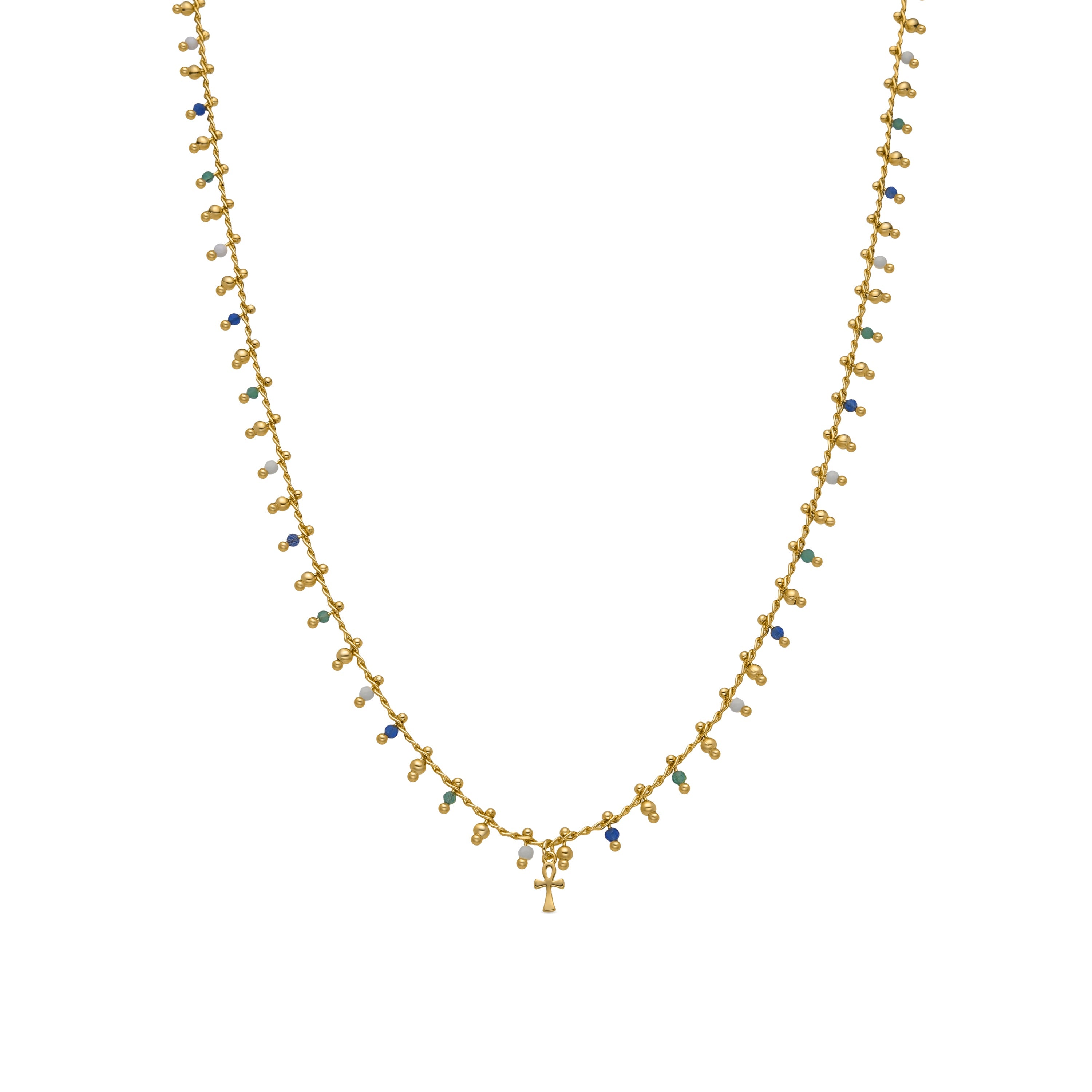 Collar de Plata de Ley 925 y Cristal Multicolor acabado oro 18k - Kalau