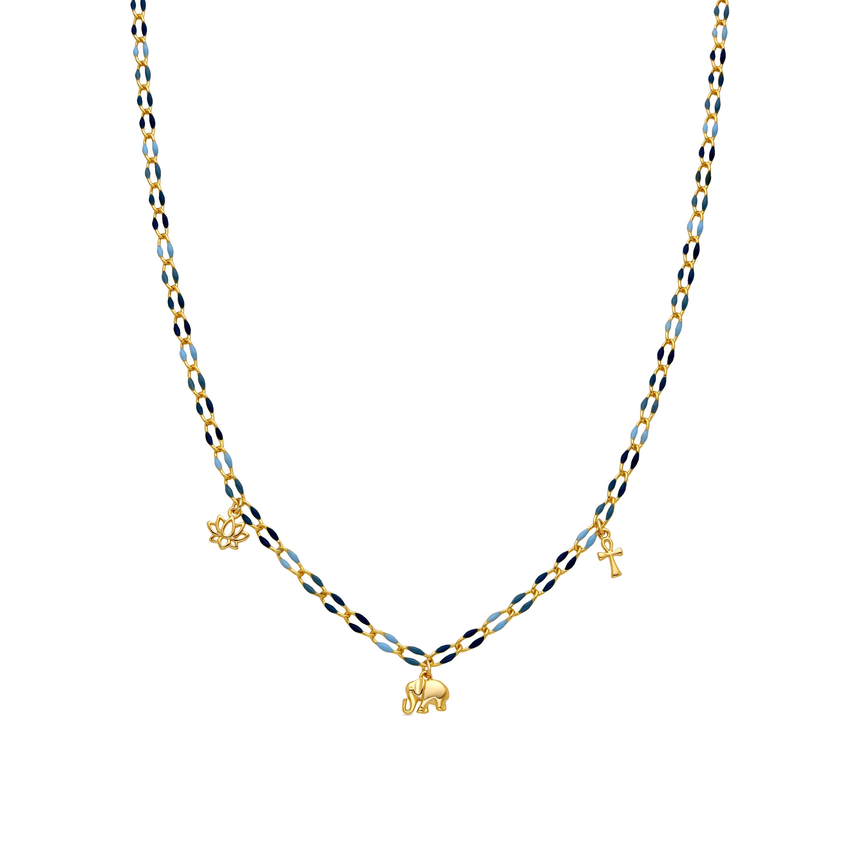 Collar de Plata de Ley 925 y Lacado Azul acabado oro 18k - Shione
