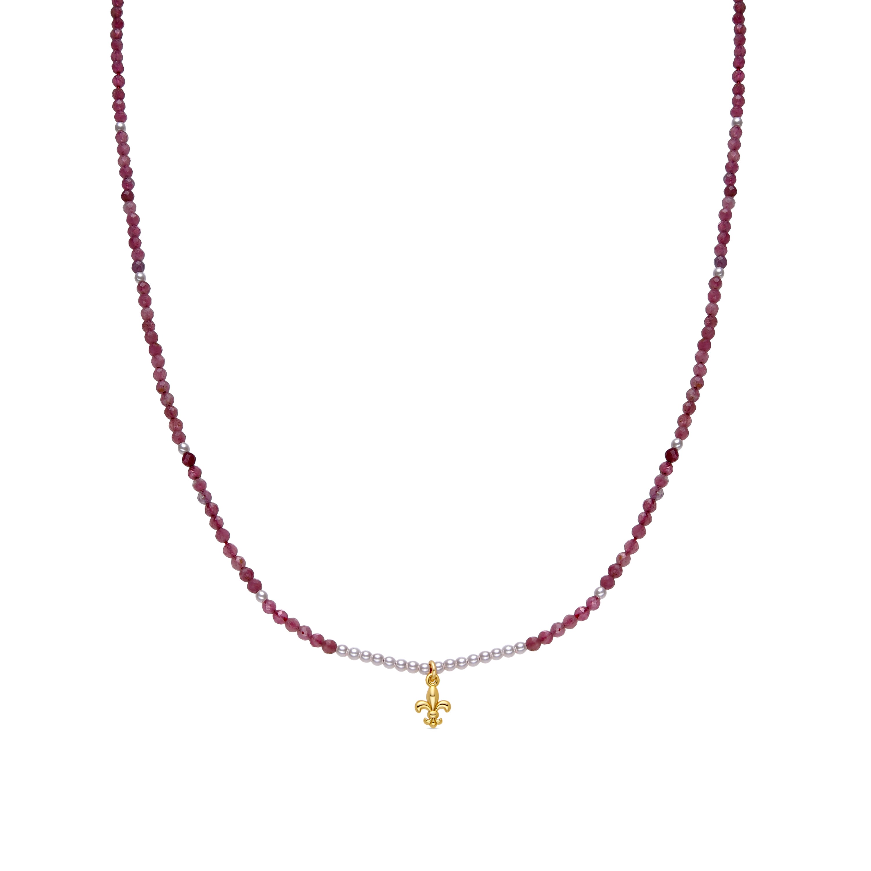 Collar de Plata de Ley 925 y Cristal Rosa acabado oro 18k - Atlo
